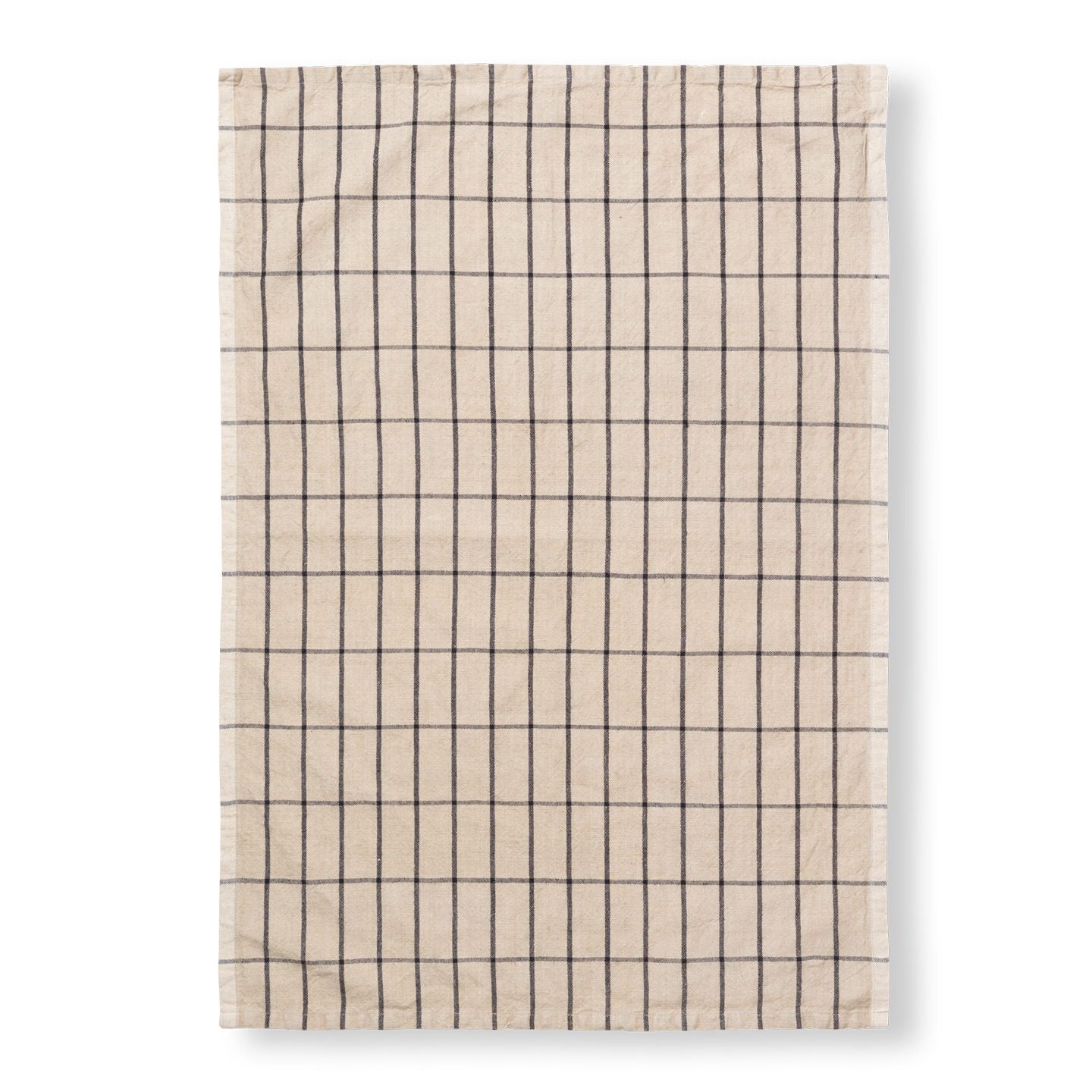 FERM LIVING Hale Kitchen Tea Towel - Sand & Black - Absorbent Cotton Dish Towel for Drying Dishes, Cleaning Countertops & Kitchen Decor
