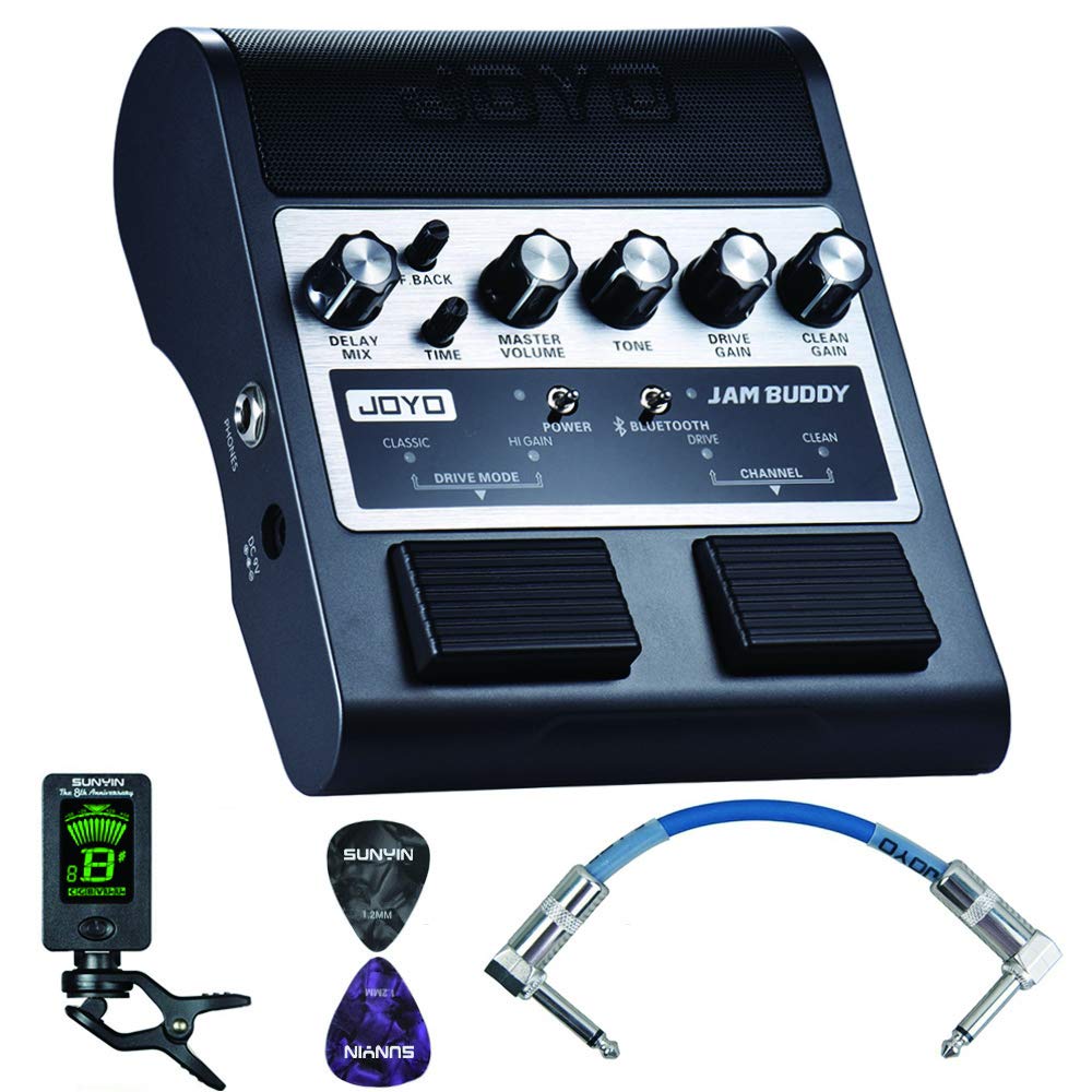Portable Electric Guitar Amplifier with Bluetooth 4.0 - Dual Channel 2x4W Rechargeable Lithium Battery Pedal Amp - Perfect for Home Practice, Studio Recording & Live Performances (Black)