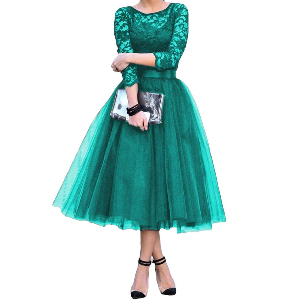 Elegant Women's A-Line Lace Prom Dress for Cocktail Parties & Weddings