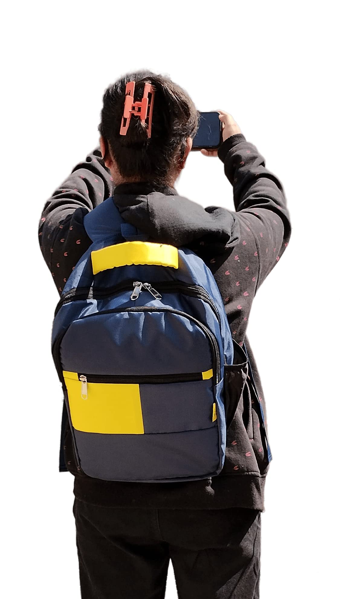 MISHK PU Nylon School Backpack for Boys & Girls - Durable College Backpack for Students - Travel Backpack for Men & Women - Navy Blue - Perfect for School, Work, Travel & Daily Commute