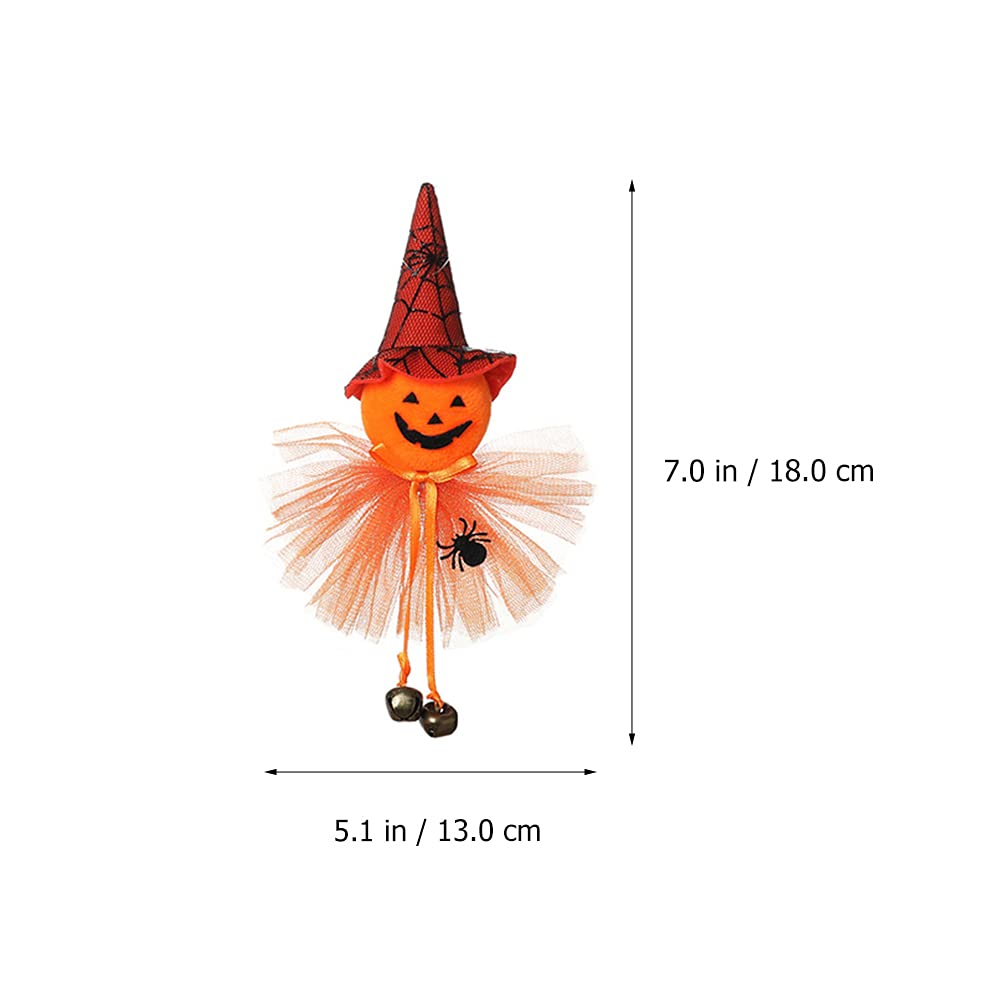 LUOZZY 4Pcs Halloween Pumpkin Doll with Bells - Spooky Witch Ghost Hanging Decorations for Halloween Party, Home, Yard & Porch Decor