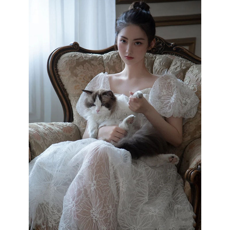 Elegant A-Line White Tulle Prom Dress with Short Sleeves - Perfect for Wedding, Homecoming & Special Occasions