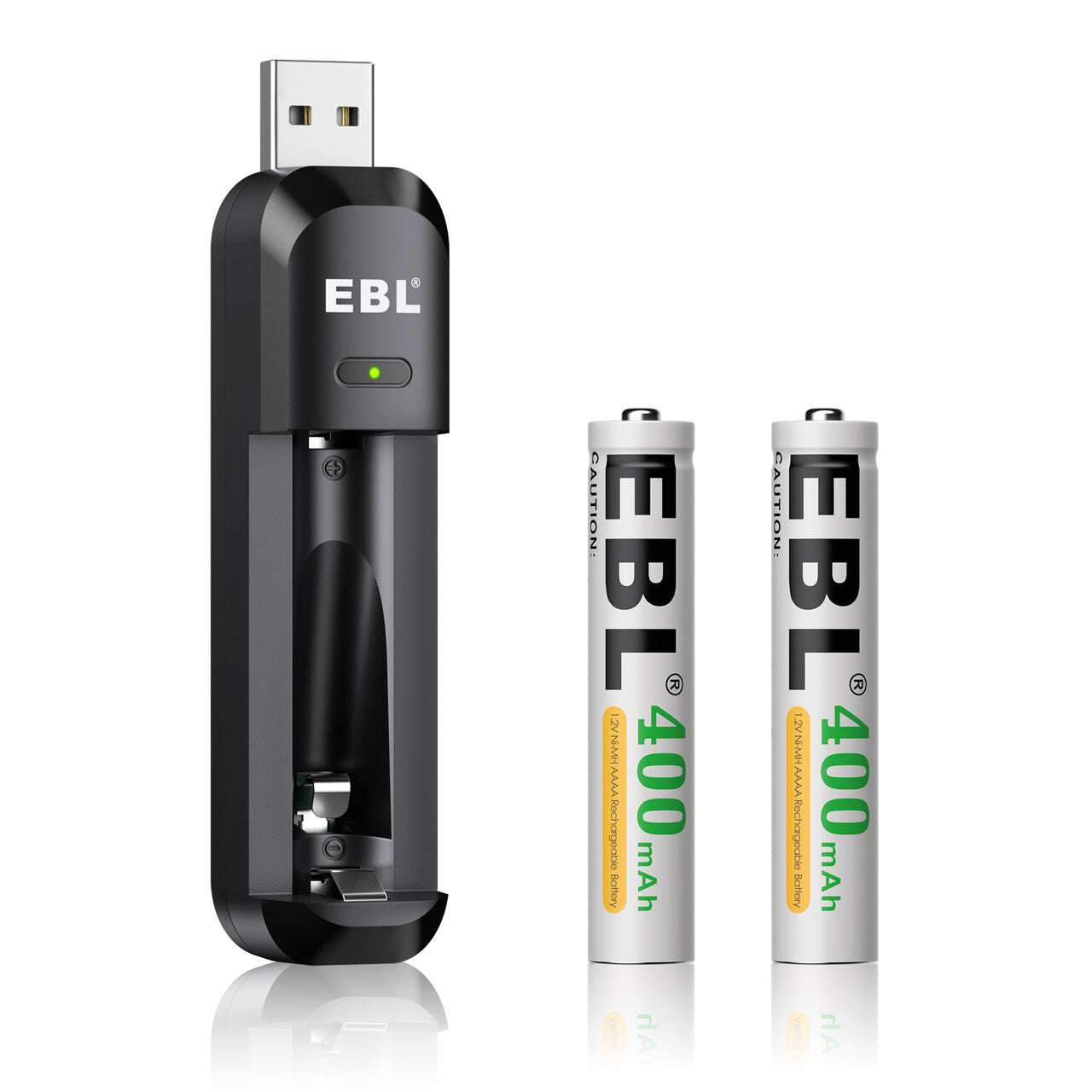 EBL Smart AAAA Battery Charger with 2 Pack 400mAh Rechargeable AAAA Batteries - Fast Charging for Cameras, Medical Devices & Electronics - Eco-Friendly Power Solution