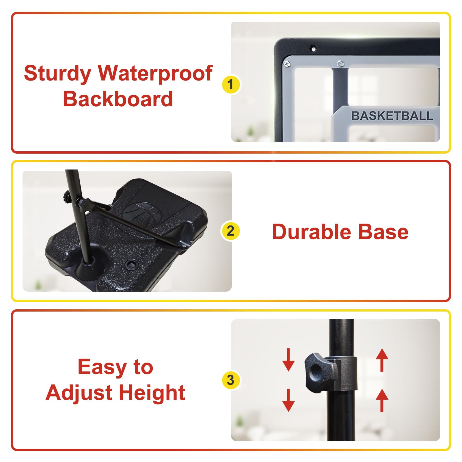 Adjustable Kids Basketball Hoop 2.9-6.2ft - Indoor/Outdoor Toy for Ages 3-8 - Perfect for Backyard & Playroom