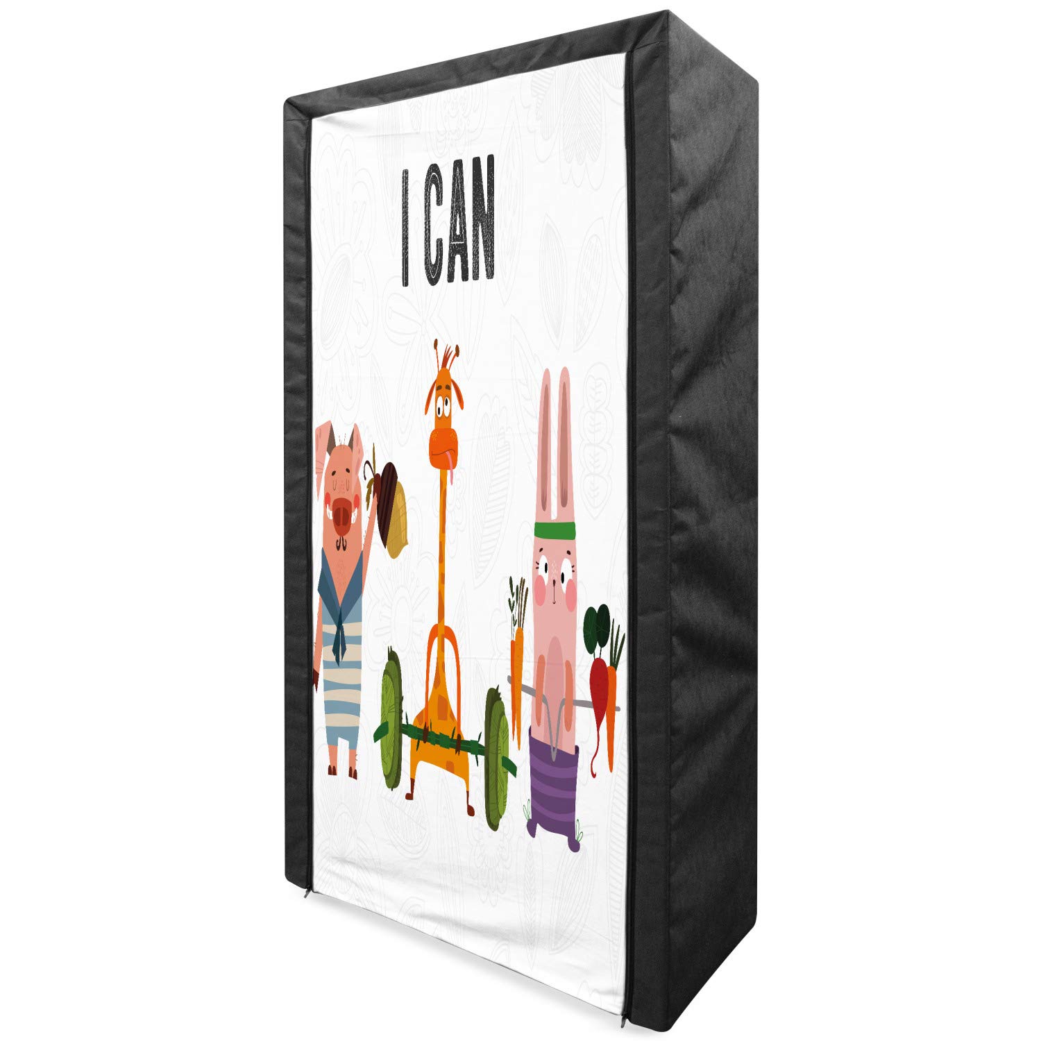 Ambesonne Portable Fabric Wardrobe for Fitness Clothes - 33.5