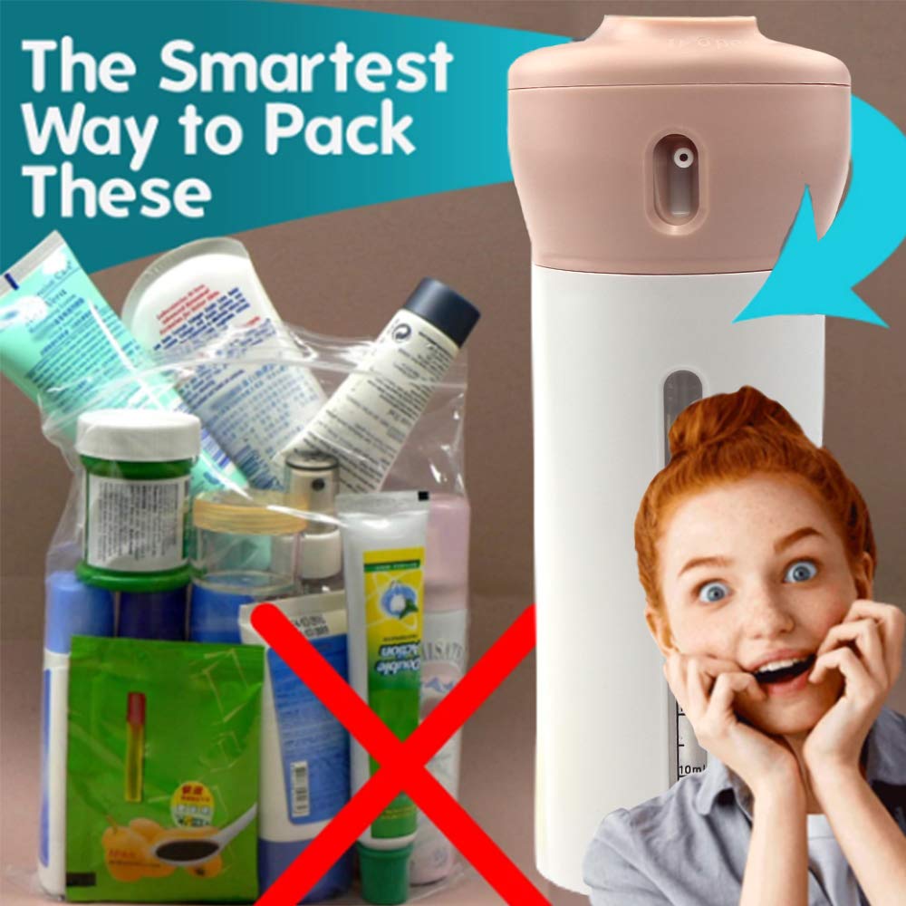4 in 1 Travel Dispenser Bottle Set - CHIVENIDO Refillable Lotion Shampoo Gel Containers for Shower & Makeup | Portable Leak-Proof Toiletry Bottles for Vacation, Gym, Camping & Air Travel