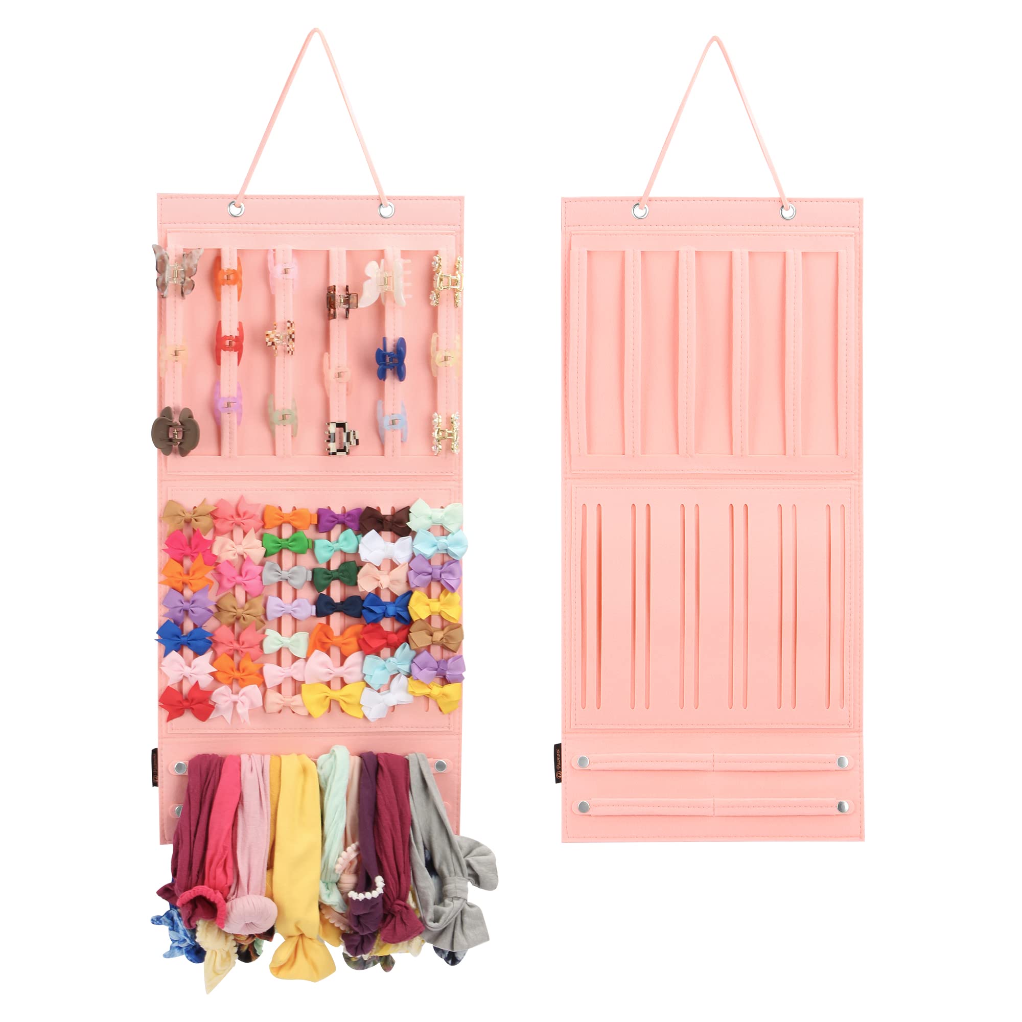 Hair Claw Clips Organizer for Girls - Wall Mounted Hair Accessory Storage Holder with Butterfly Design, Perfect for Hair Bows, Jaw Clips & Barrettes - Pink (Ideal for Bedroom, Bathroom, Closet & Dorm Organization)