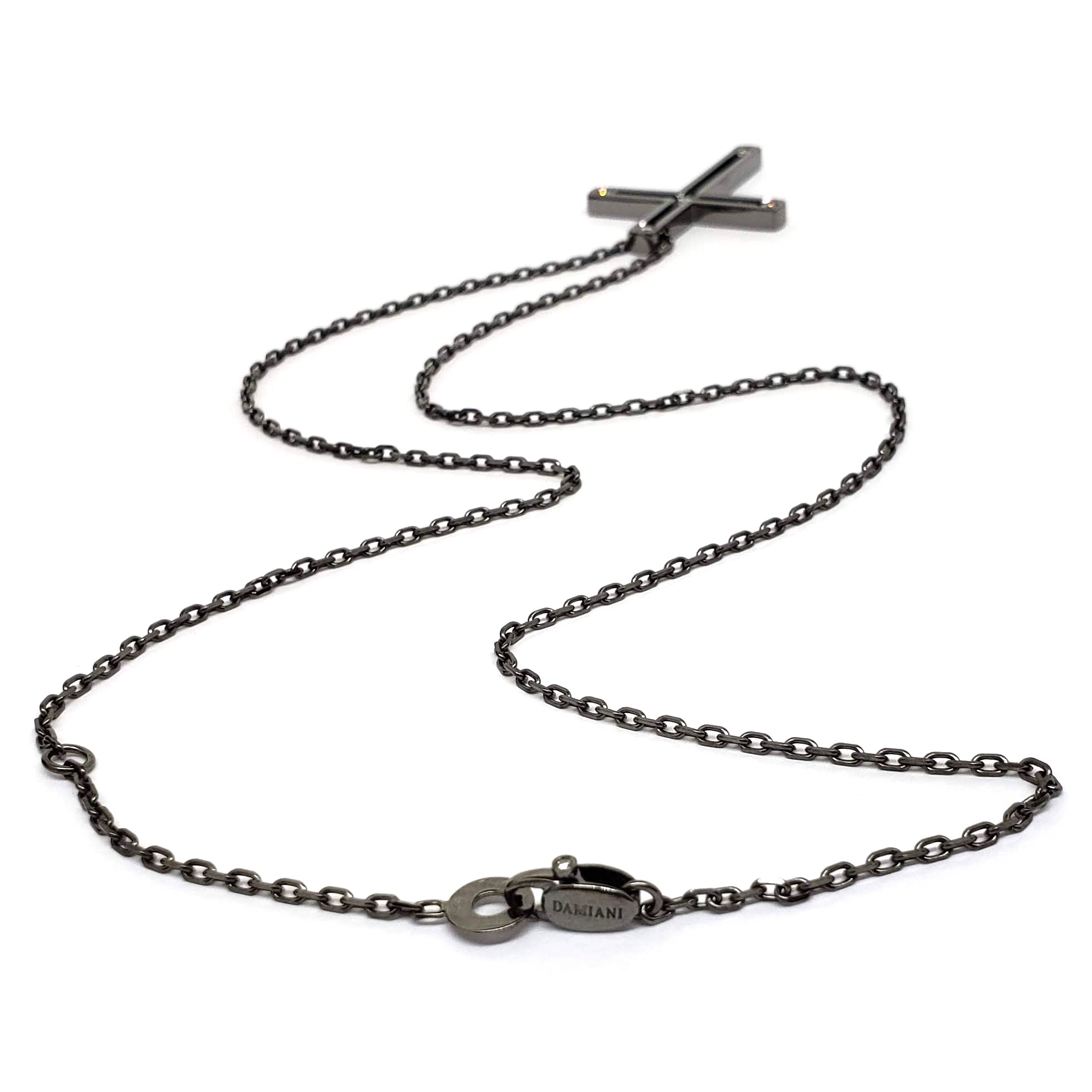 Damiani Black Cross Pendant Necklace - 18K Gold & Diamond Accents for Men & Women | Perfect for Gifts, Weddings & Religious Occasions