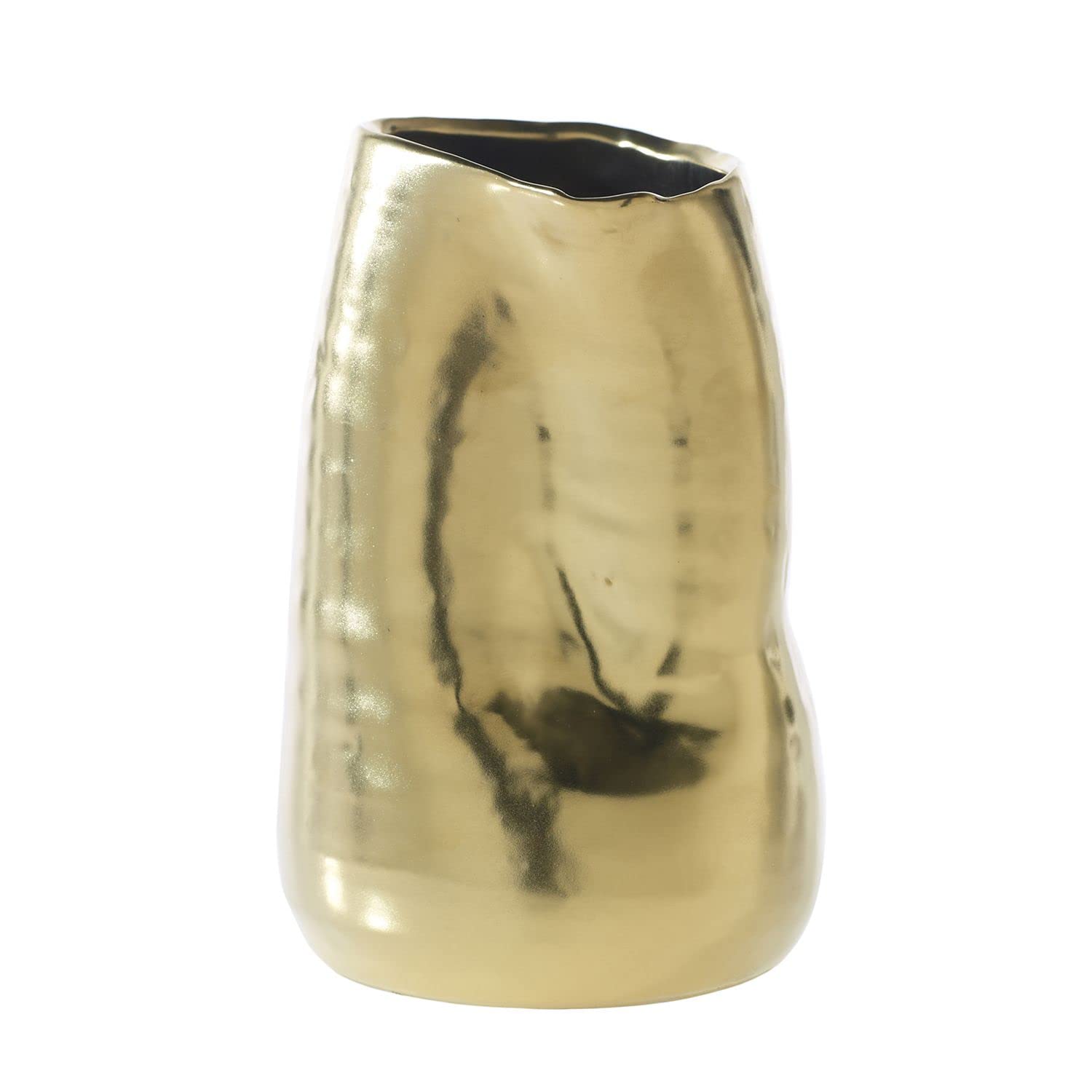 Elegant Gold Ceramic Vase 4x6 Inches - Modern Flower & Plant Holder for Home & Office Decor - Perfect for Weddings, Centerpieces & Interior Design