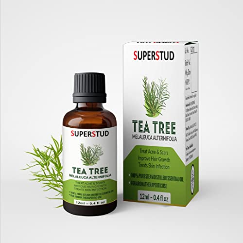 100% Pure & Natural Tea Tree Essential Oil for Hair Growth, Moisturizing Skin & Scalp Care - Undiluted 12ml for Aromatherapy, DIY Beauty & Home Remedies