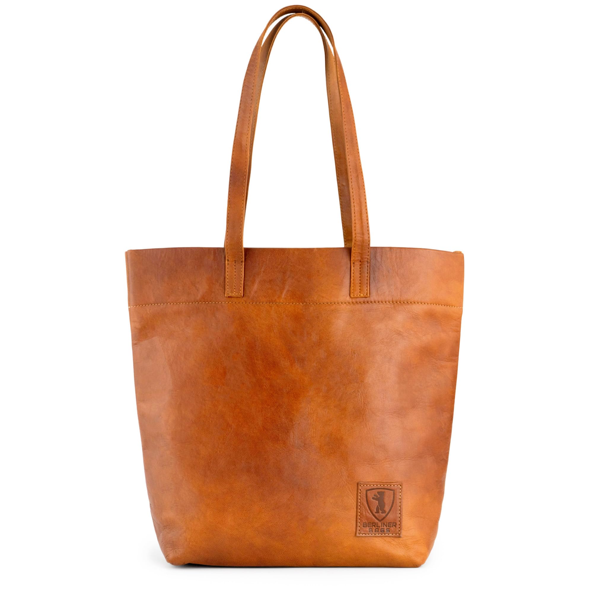 Vintage Genuine Leather Tote Bag for Women - BERLINER BAGS Cassie Large Handbag, Brown | Perfect for Work, Travel & Everyday Use