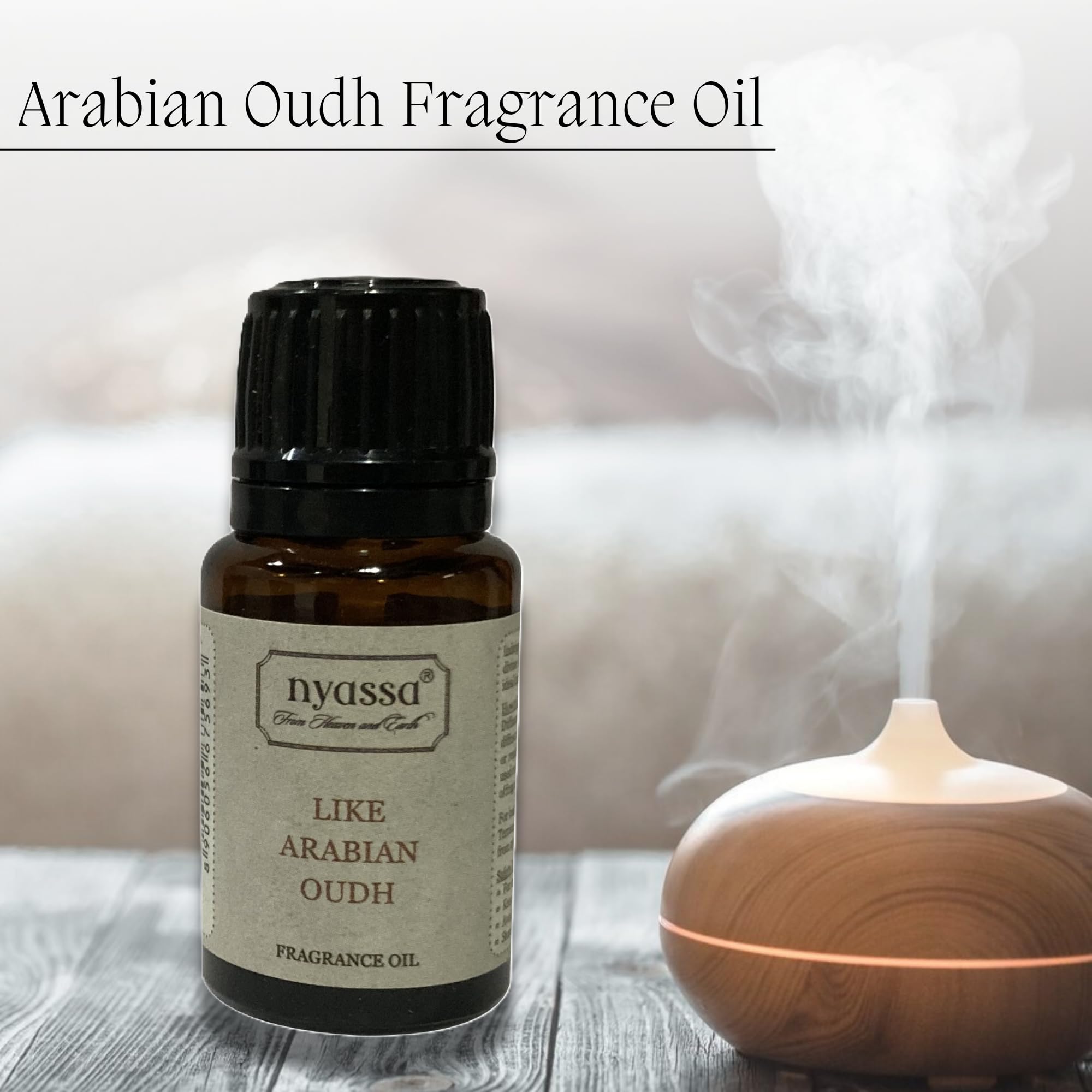 Nyassa Arabian Oudh Fragrance Oil 10ml - Premium Perfume Oil for Home, Office & Personal Use - Long Lasting Scent for Diffusers, Massage & Aromatherapy