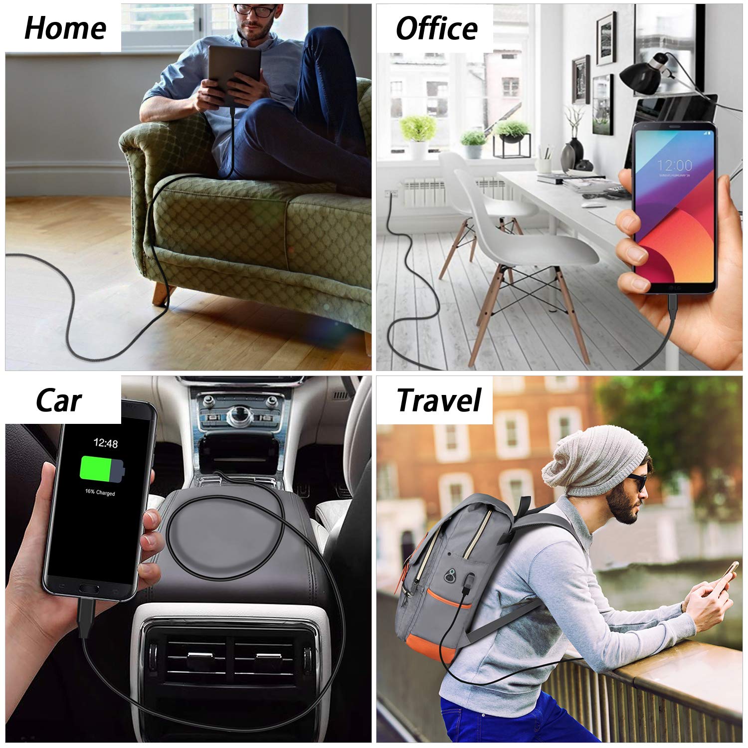 DEEGO 15ft Extra Long Micro USB & USB C Cable Bundle - Fast Charging & Data Sync for Smartphones, Tablets, Laptops - Perfect for Home, Office, Car & Travel Use