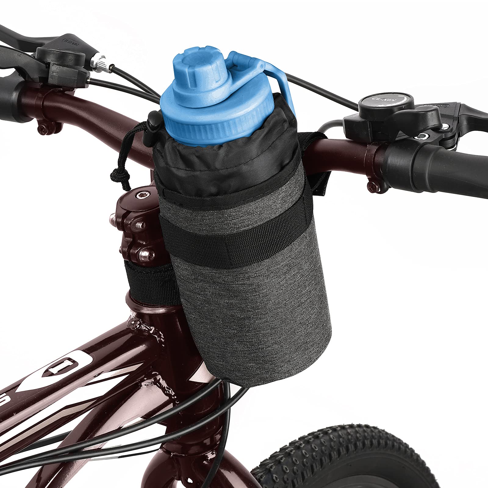 Accmor Insulated Bike Water Bottle Holder - Keeps Drinks Cold or Hot, Universal Bike Cup Cage for Kids, Mountain, Cruiser & Road Bicycles (Black) - Perfect for Cycling, Commuting & Outdoor Adventures