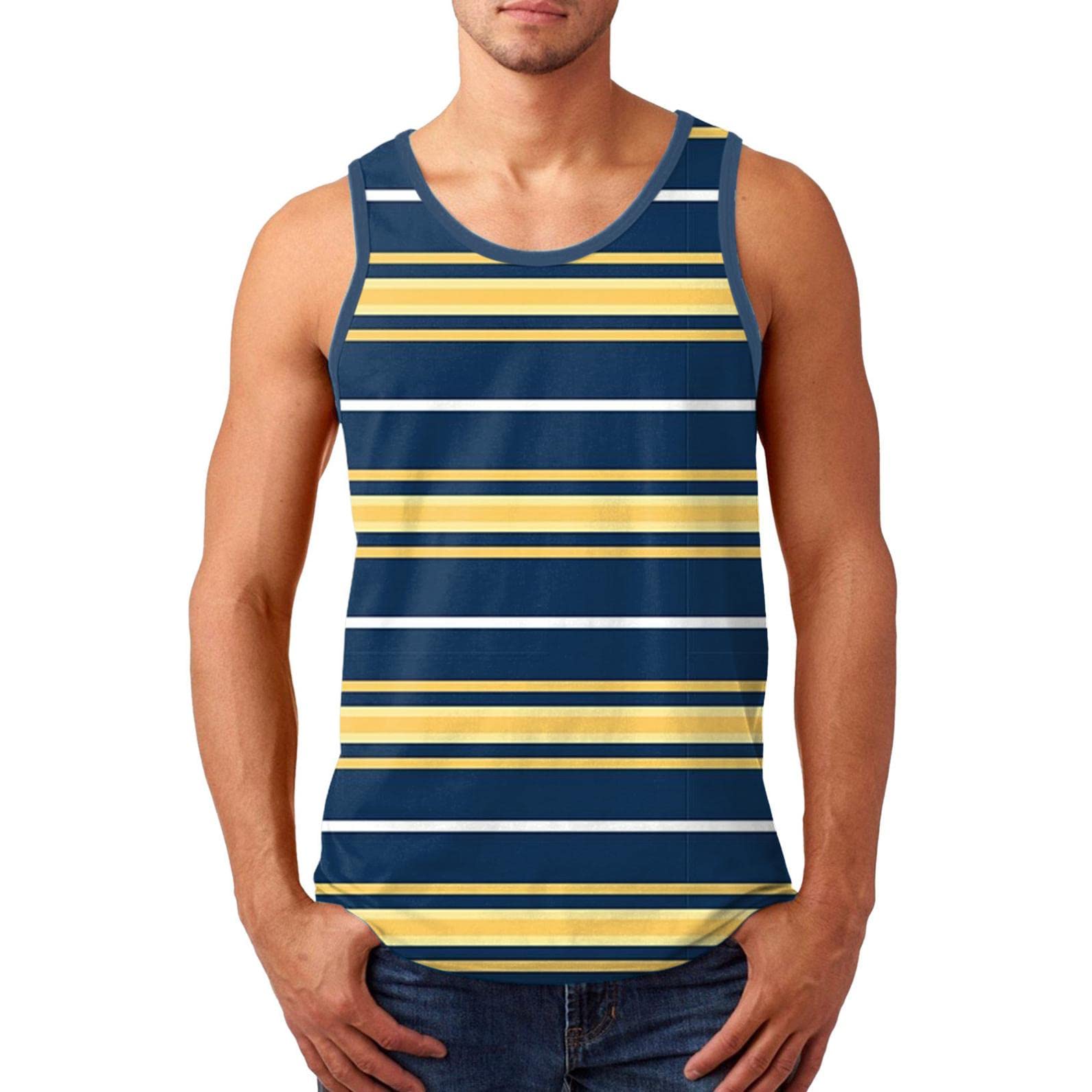 Men's Workout Tank Tops - Breathable Stripe Sleeveless Gym Shirts for Summer, Beach & Fitness Training | Moisture-Wicking Athletic Wear for Running, Weightlifting & Outdoor Sports