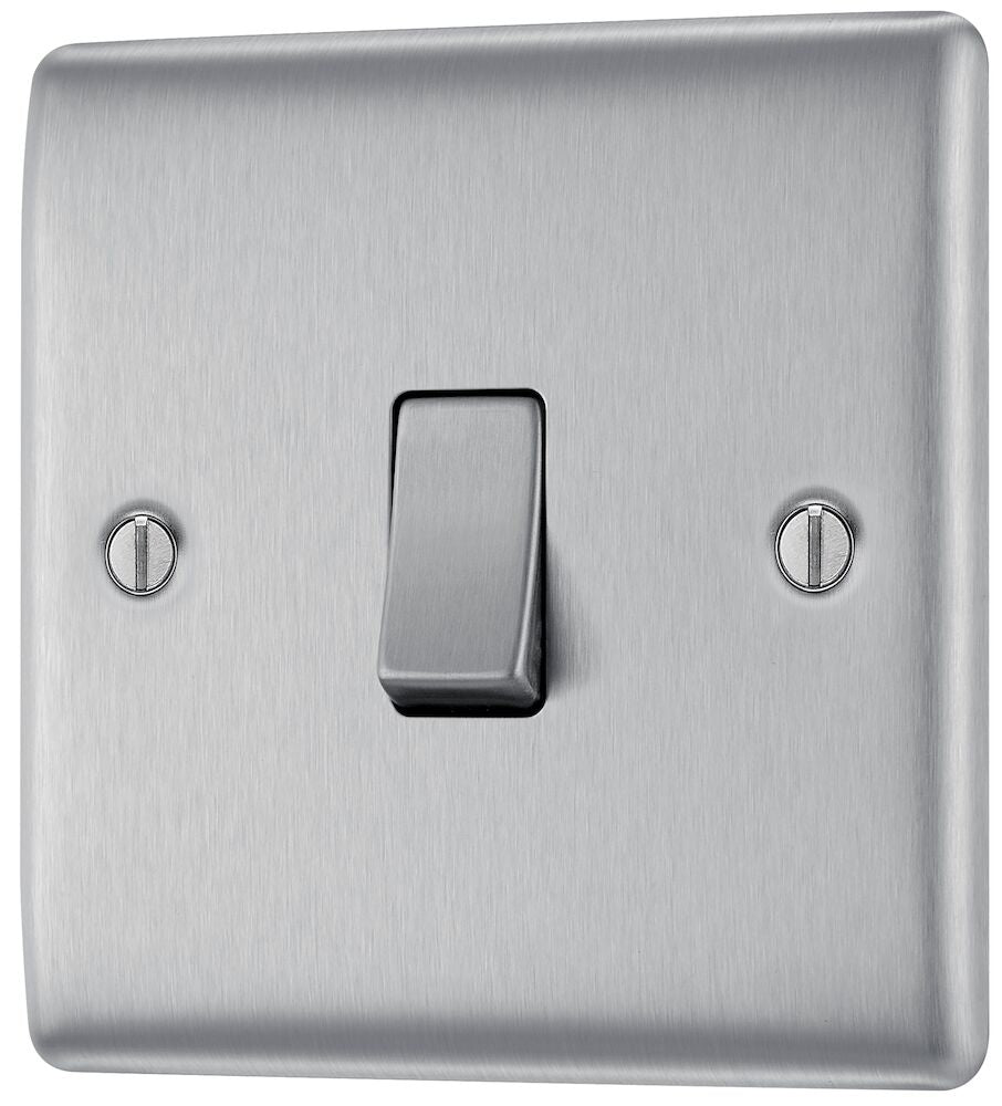 BG Nexus Metal Brushed Steel Intermediate Light Switch NBS13 - Modern Electrical Switch for Home & Office Lighting Control | Perfect for Bedrooms, Hallways, and Staircases