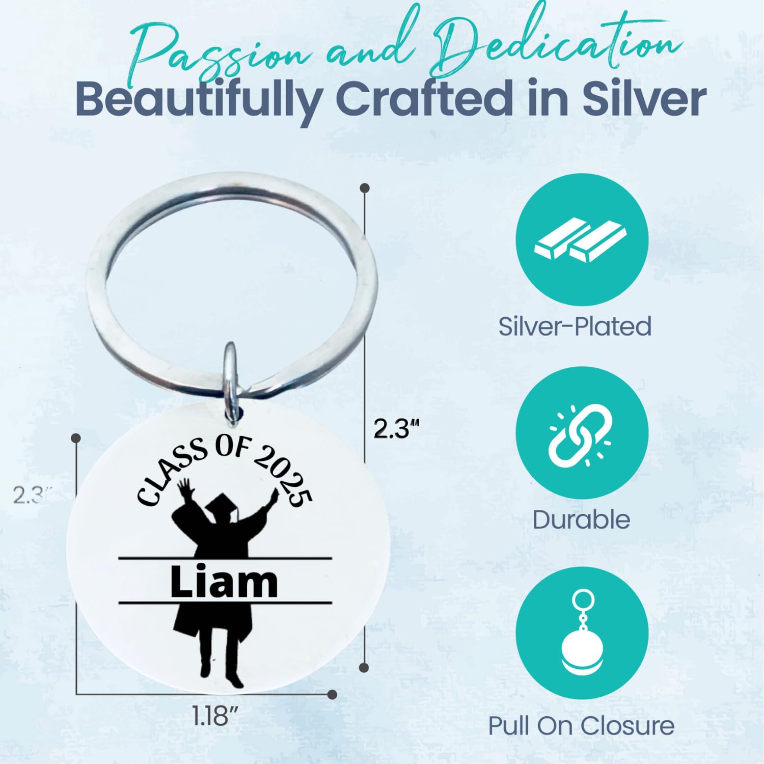 Personalized Graduation Keychain for Women - Custom Name Engraved Charm Gift for College & High School Graduates (Class of 2025) | Perfect Graduation Gift Idea for Her, Sister or Daughter | Commencement Keepsake & Daily Key Accessory