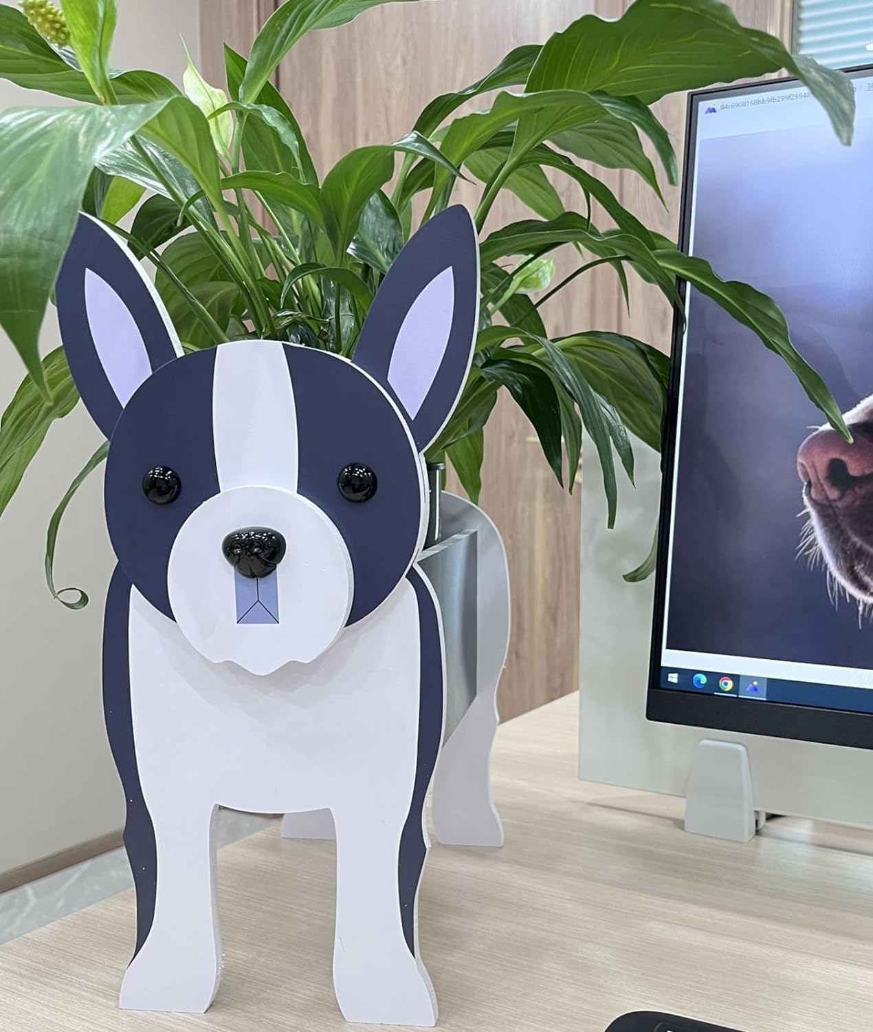 Bamboo's Grocery LoKii Boston Terrier Dog Planter - Cute Animal Shaped Flower Pot for Indoor Outdoor Garden Decor | Perfect for Succulents, Herbs & Home Decoration