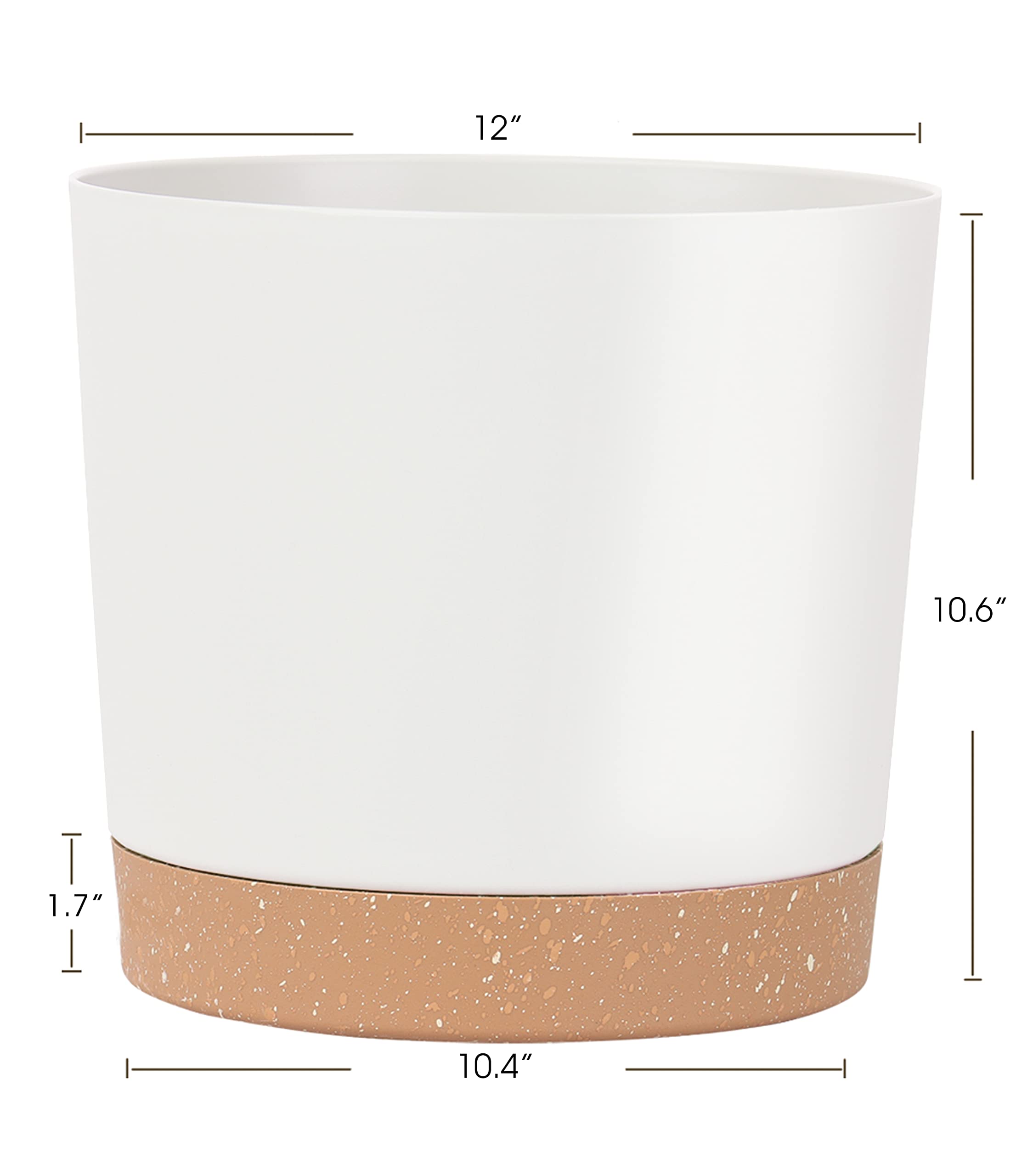 Kubvici 12 Inch White Plastic Plant Pots - 2 Pack Lightweight Large Indoor Outdoor Flower Planters with Drainage Holes for Houseplants, Succulents, Herbs - Perfect for Home Decor, Garden, Balcony & Patio