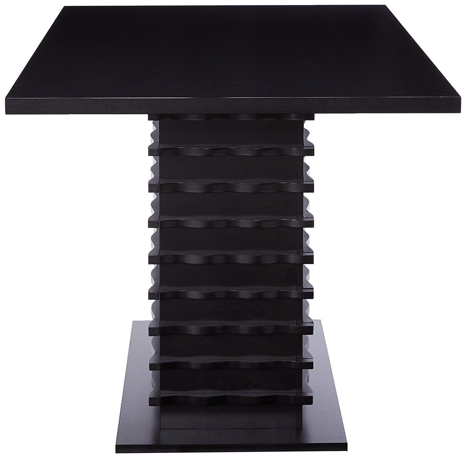 King's Brand Black Finish Wood Wave Design Dining Room Kitchen Table - Modern & Stylish for Family Meals, Dinner Parties & Home Decor