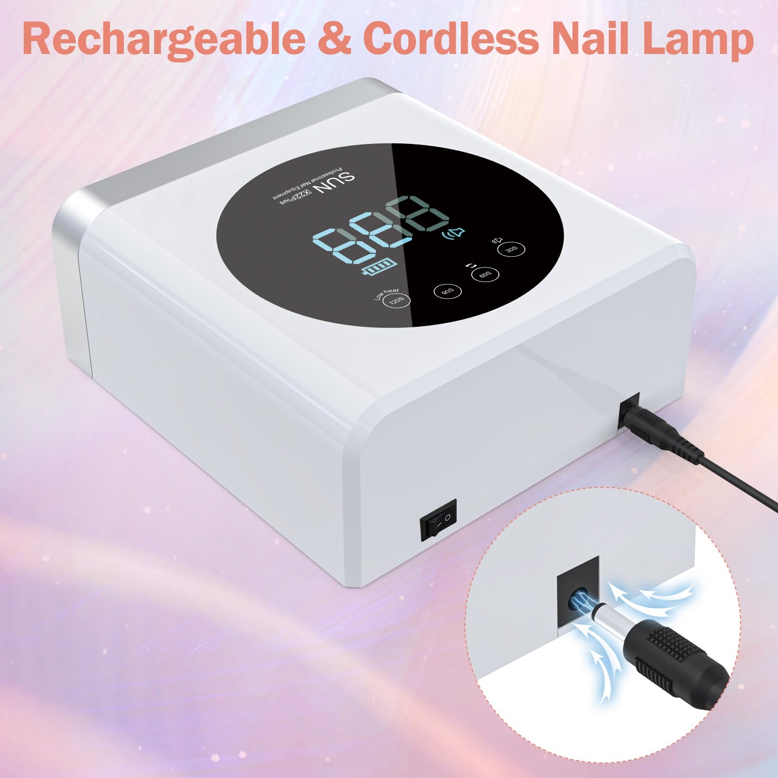 NAILGIRLS 150W Rechargeable UV LED Nail Lamp - Cordless Gel Nail Dryer with 4 Timer Settings, Professional Nail Light for Salon & Home Use, Perfect for Gel Polish & Nail Art, Ideal for Manicures, Pedicures, and DIY Nail Designs