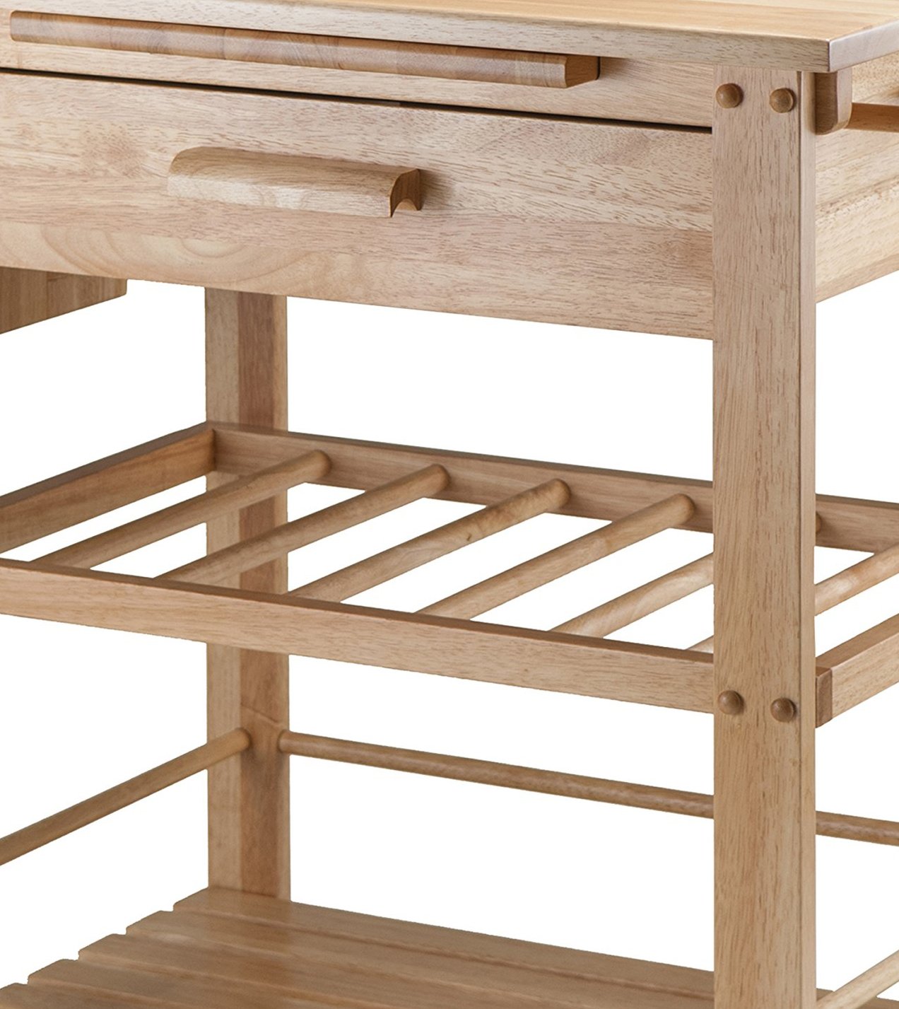 Winsome Finland Natural Wood Kitchen Island Cart with Storage - Perfect for Small Kitchens, Dining Rooms & Home Organization