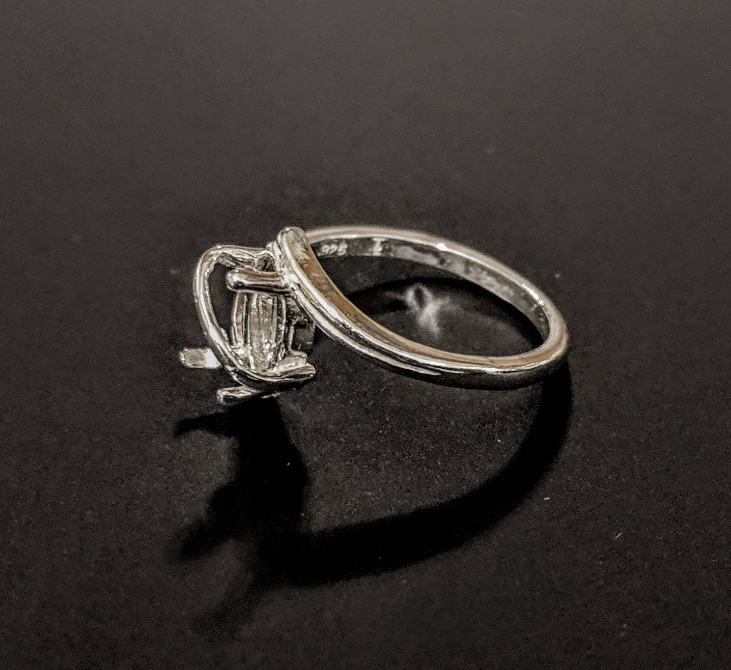 Solid Sterling Silver or 14kt Gold 12x6mm Marquise Cut Pre-Notched Blank Ring Shank Setting - Size 7 (163-500) - Perfect for Jewelry Making, Engagement Rings & DIY Craft Projects