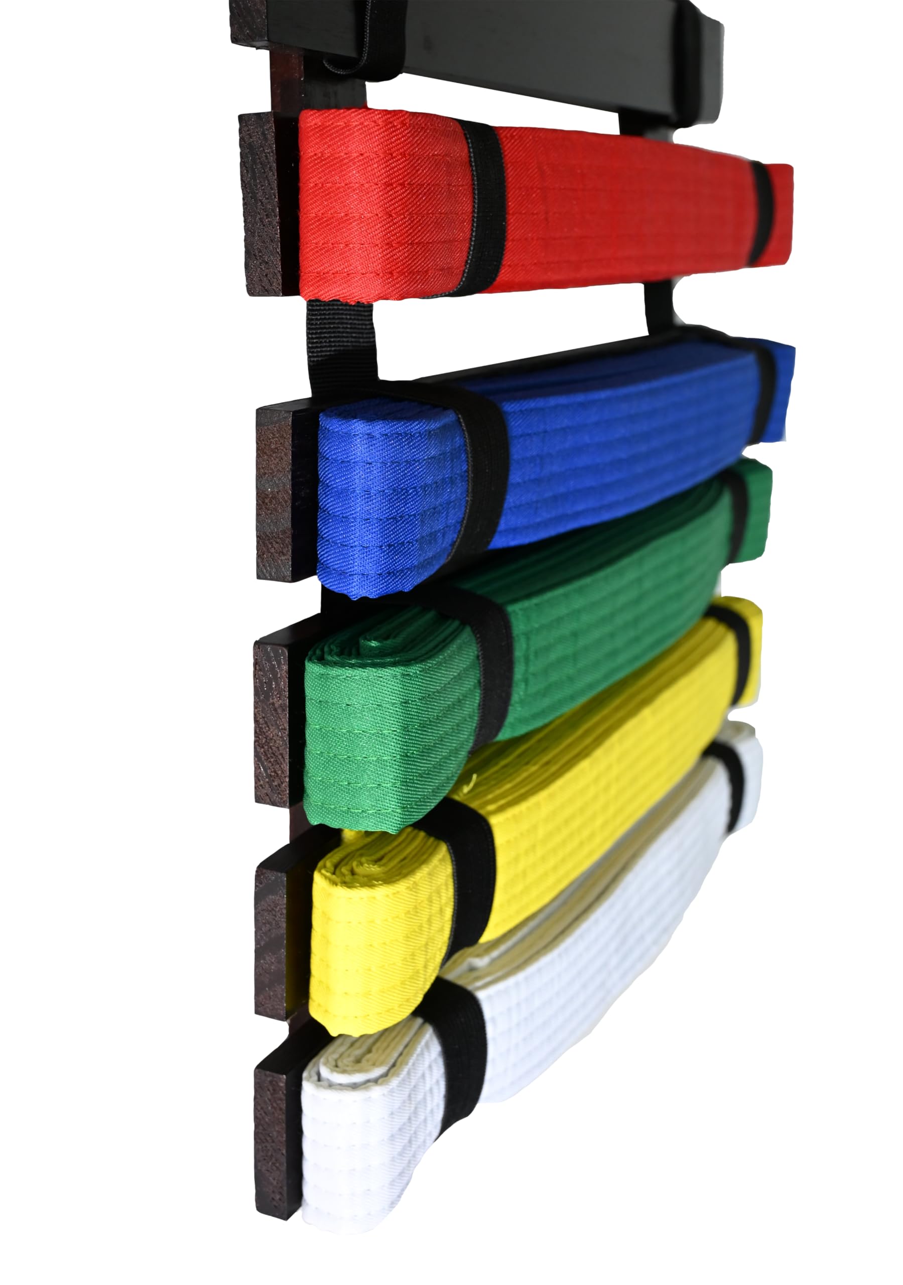 Premium 12 or 15 Slot Taekwondo Belt Display Rack - Natural Pine Wood with Walnut Finish - Includes Free Belt Stickers - Perfect for Dojo, Martial Arts School & Home Decor