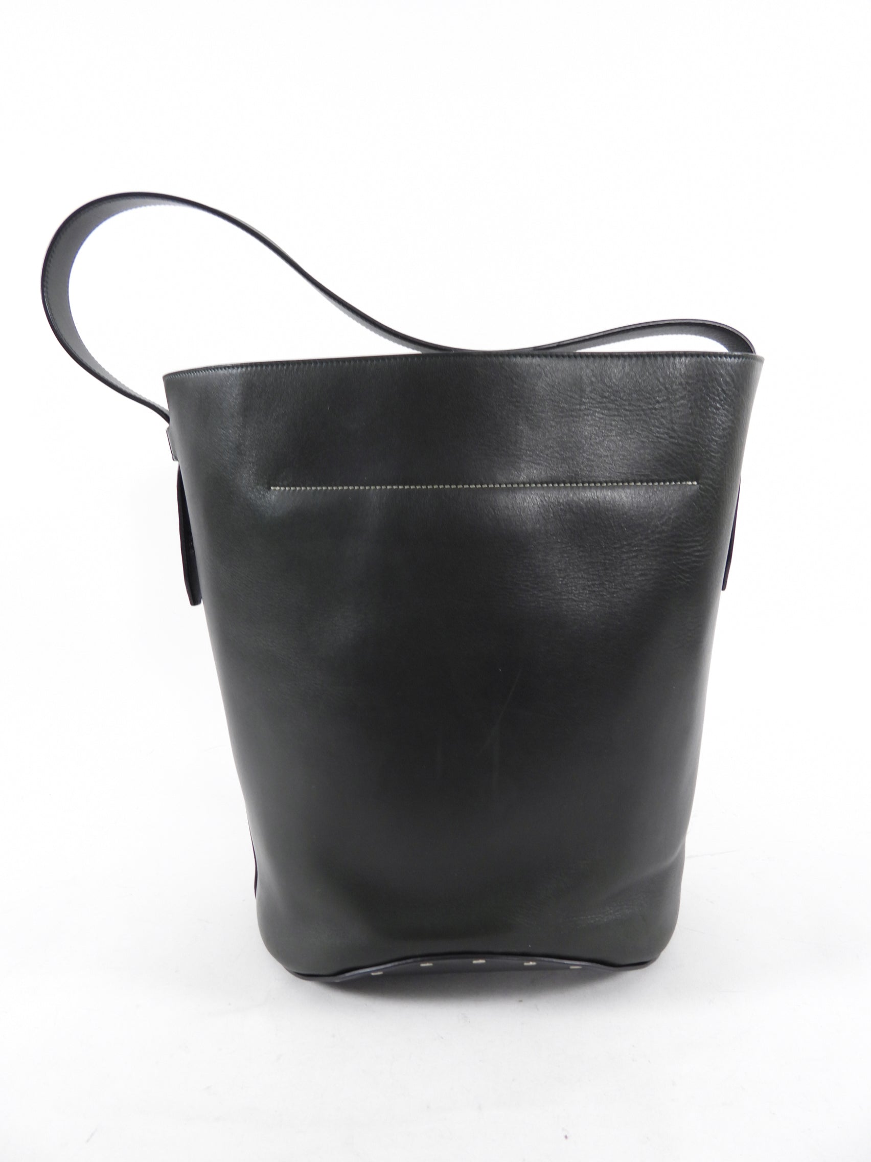 Celine Dark Forest Green Leather Biker Bucket Bag for Women - Stylish Crossbody Handbag for Travel, Work & Everyday Use