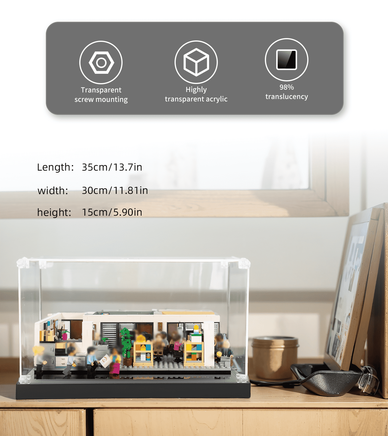 LEGO Ideas The Office 21336 Display Case - Premium Acrylic Showcase for Collectible Building Set | Perfect for Home Decor, Office Display & Gift Giving