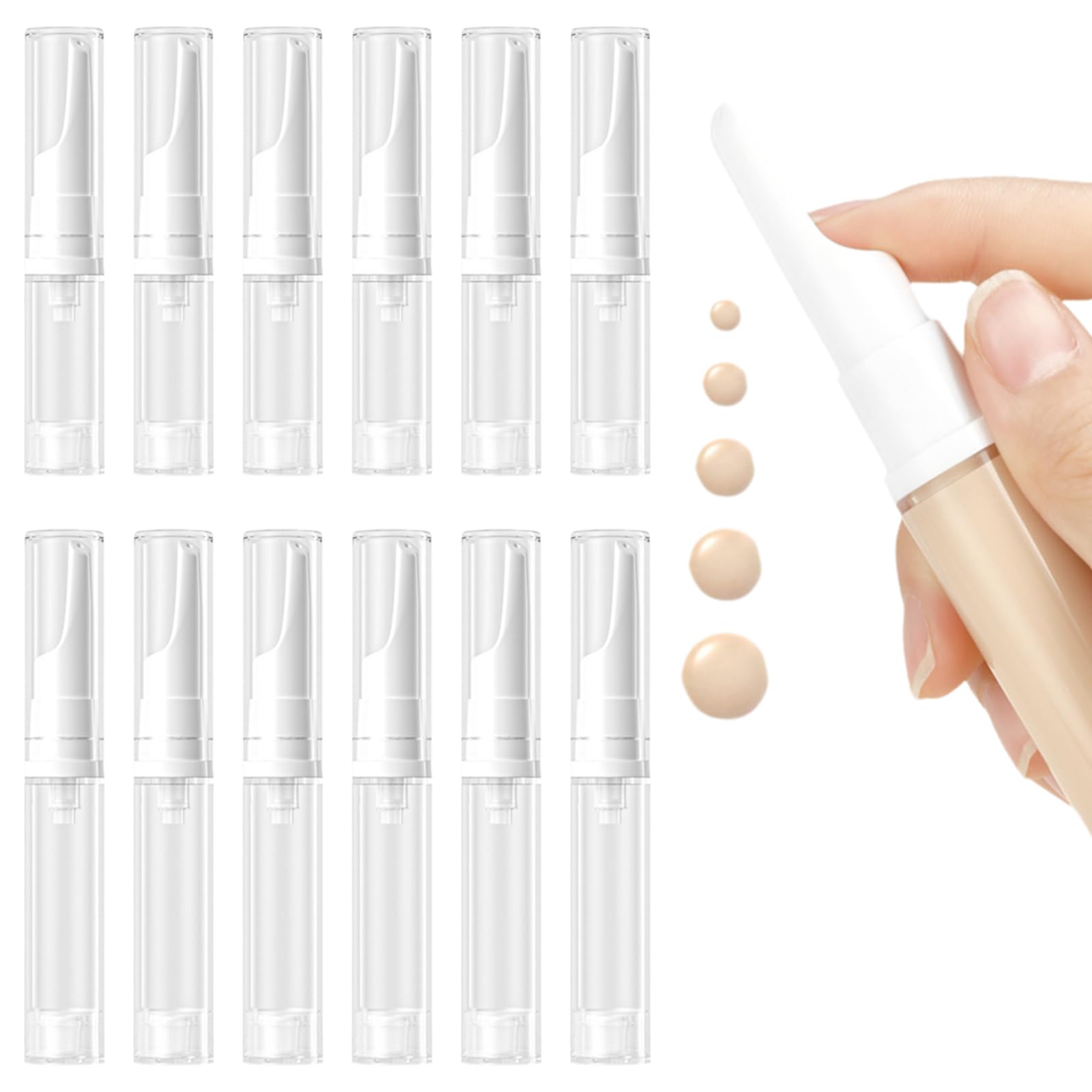 12PCS Empty Airless Pump Bottles (5ML & 10ML) - Vacuum Sealed Refillable Cosmetic Containers for Lotion, Cream & Serums | Travel-Friendly Leakproof Dispenser for Skincare, Makeup & Haircare Products