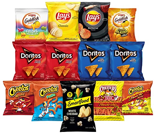 Crunchy Snack Variety Pack - Cheetos, Lays, Doritos, Goldfish & Smartfood Popcorn - Flamin' Hot, Cool Ranch & Cheddar Flavors - Individual Size Bags - Perfect for School Lunches, Office Snacks & Movie Nights