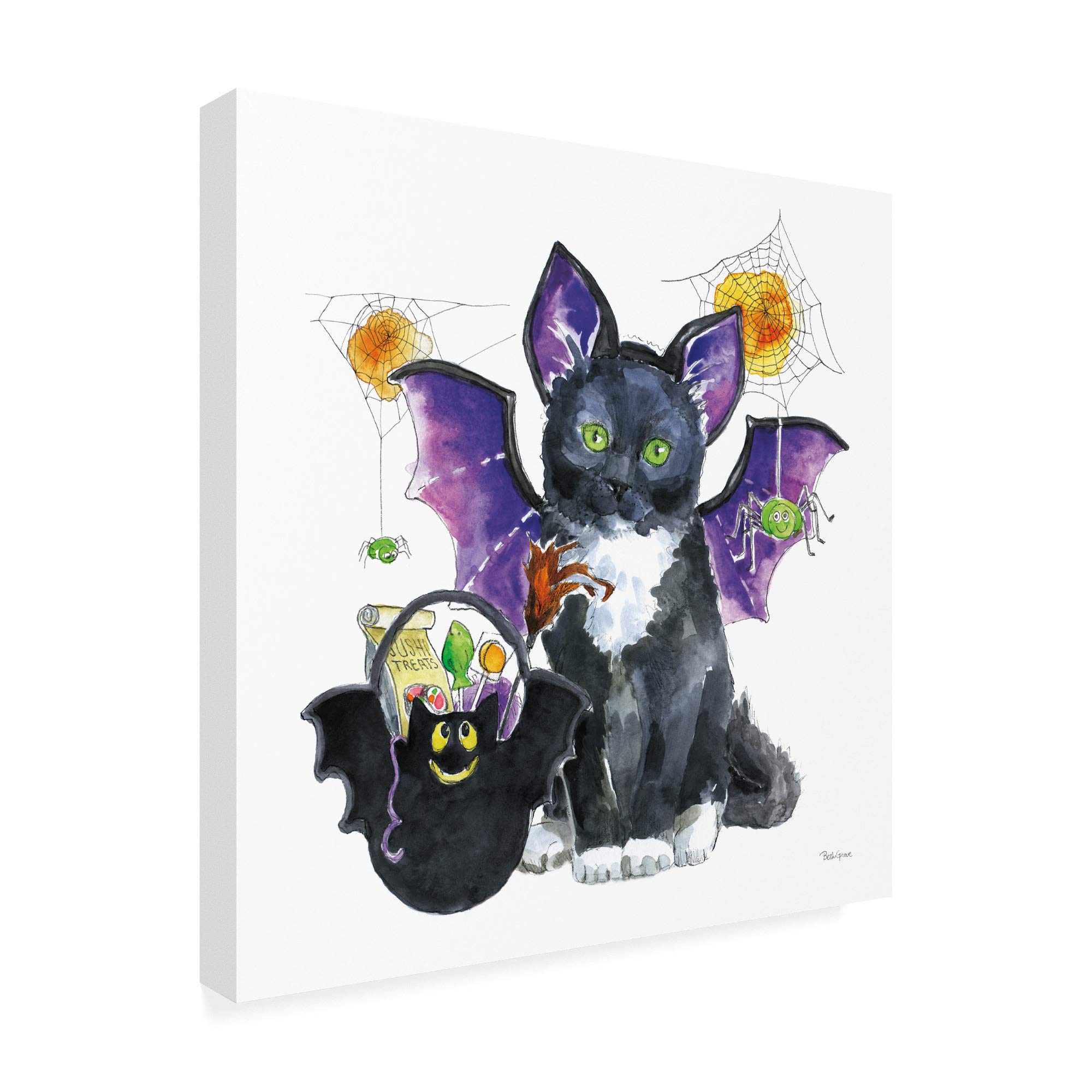 Beth Grove Halloween Pets VI Fine Art Print - 18x18 Wall Decor for Spooky Home, Office & Halloween Party Decorations