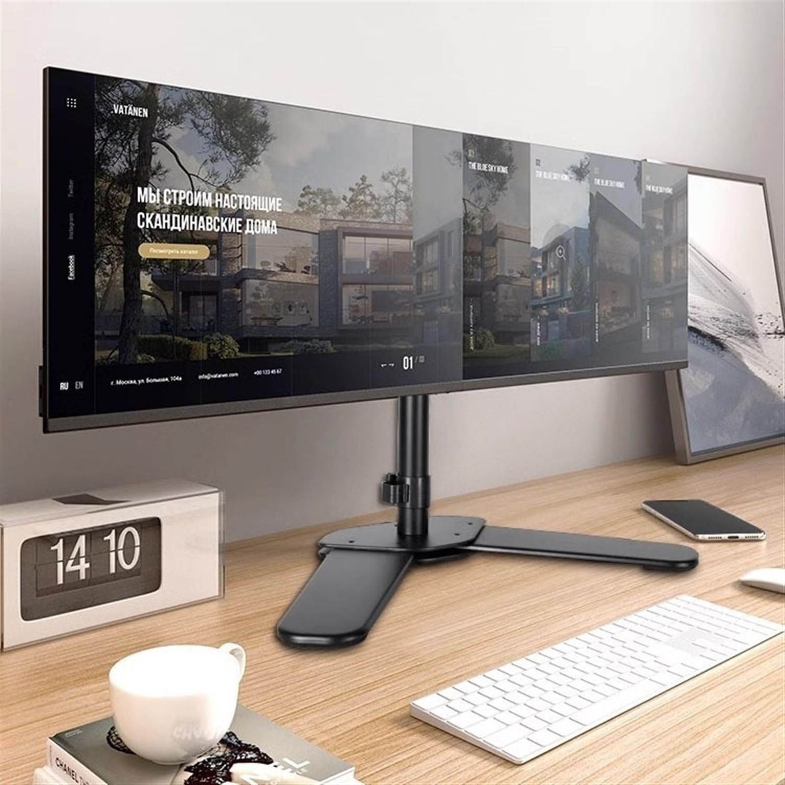 Adjustable Dual Monitor Stand for 2 Screens up to 30 inch - Heavy Duty Steel VESA Mount with Freestanding Base (26.4 lbs Capacity) - Perfect for Home Office, Gaming Setup & Workspace Ergonomics