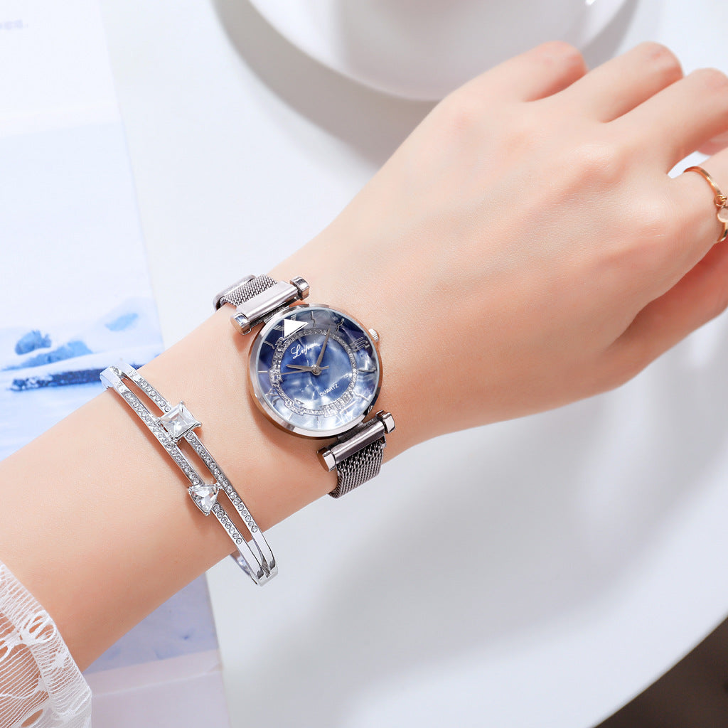 Elegant Diamond Jewelry Watch with Magnetic Buckle - Perfect for Women's Fashion Accessories & Special Occasions