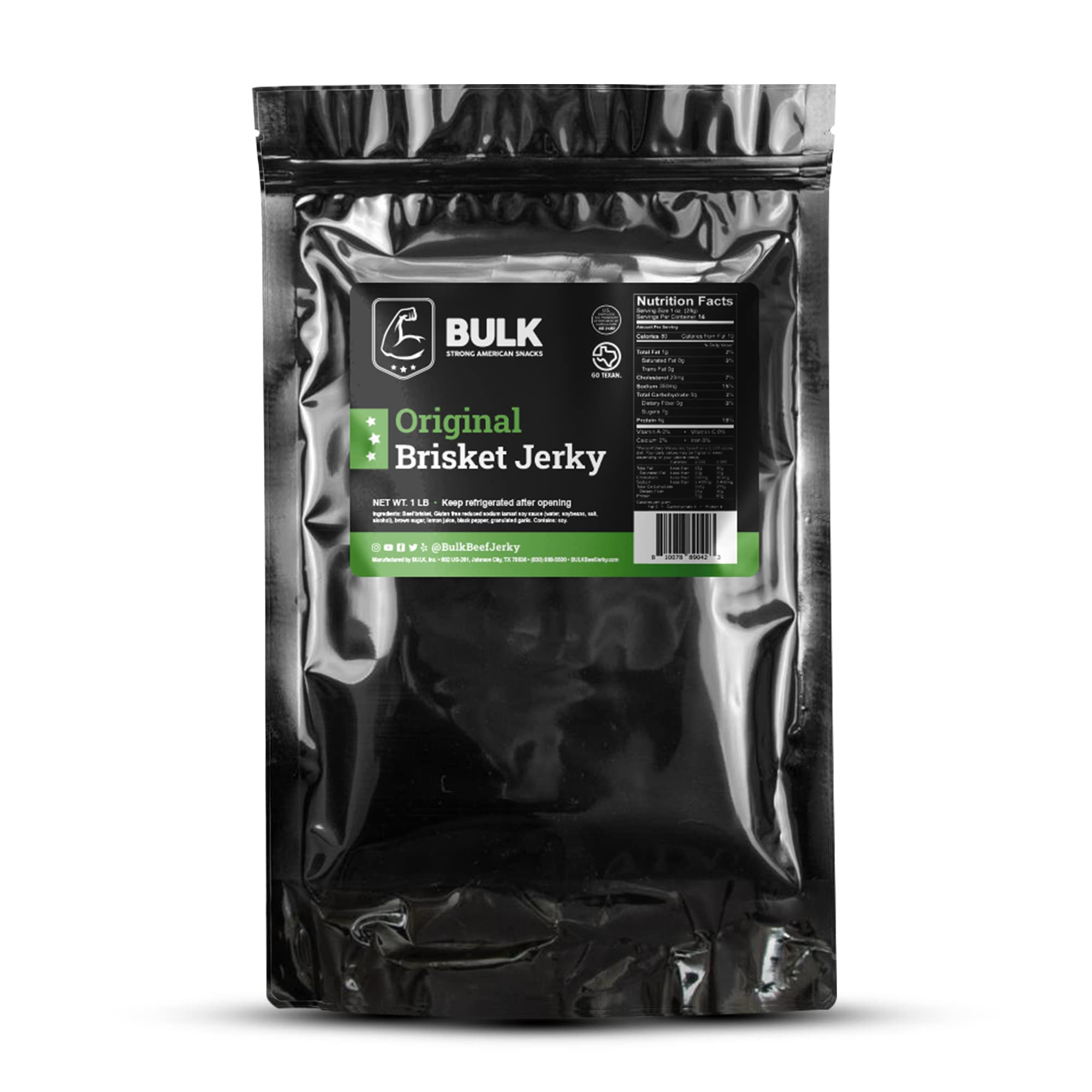Premium Original Brisket Jerky - 5 Pound Bulk Pack | High Protein Beef Snack for Camping, Hiking & Road Trips | All-Natural Keto-Friendly Meat Treat