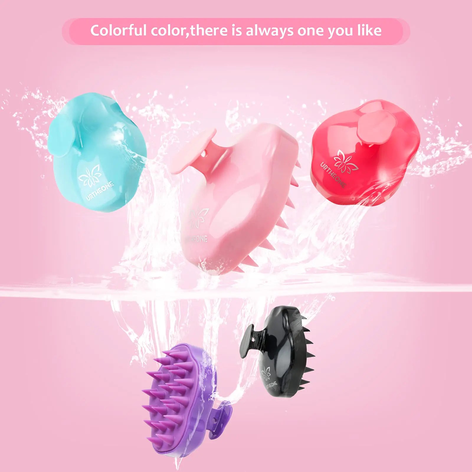 Silicone Scalp Massager Brush for Hair Growth & Dandruff Relief - Black Hair Care Scrubber for Shower & Head Spa Relaxation