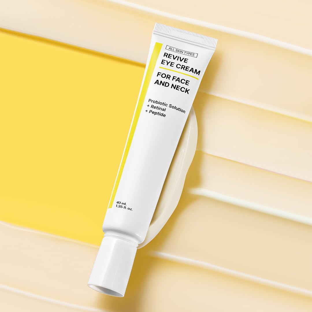 NIDA Revive Anti-Aging Eye Cream for Face & Neck - Probiotic Formula with Retinal & Peptides | Reduces Wrinkles, Fine Lines | Boosts Cell Turnover & Skin Firmness | Hydrating Treatment for Radiant Skin | 1.35 fl oz (40ml) | Perfect for Night Routine & Travel Skincare