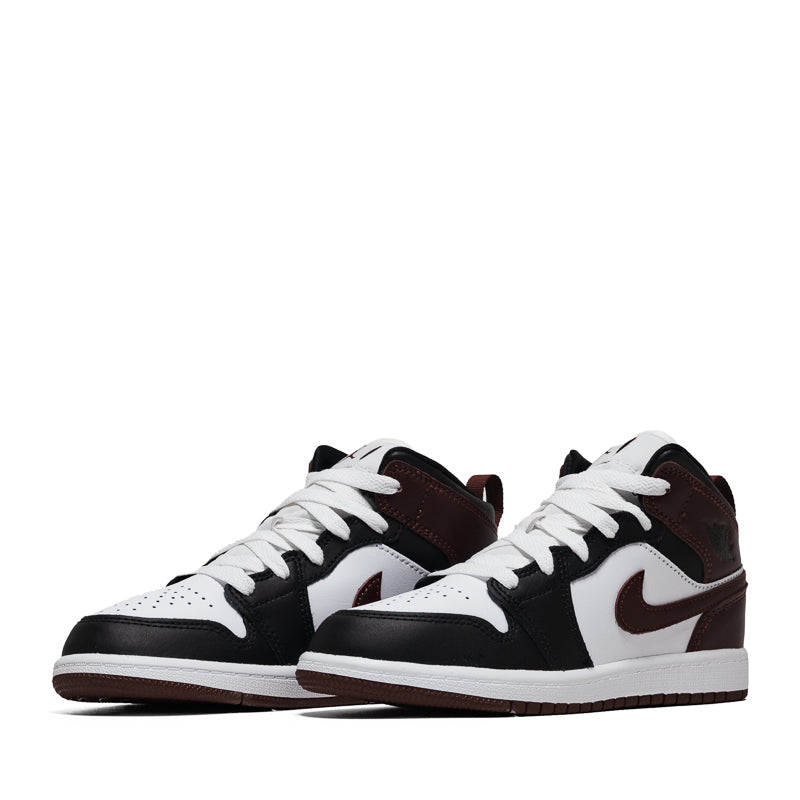 Jordan 1 Mid SE (PS) White/Dark Pony Basketball Shoes - Kids' Air Jordan 1 Mid Sneakers for School, Sports & Casual Wear