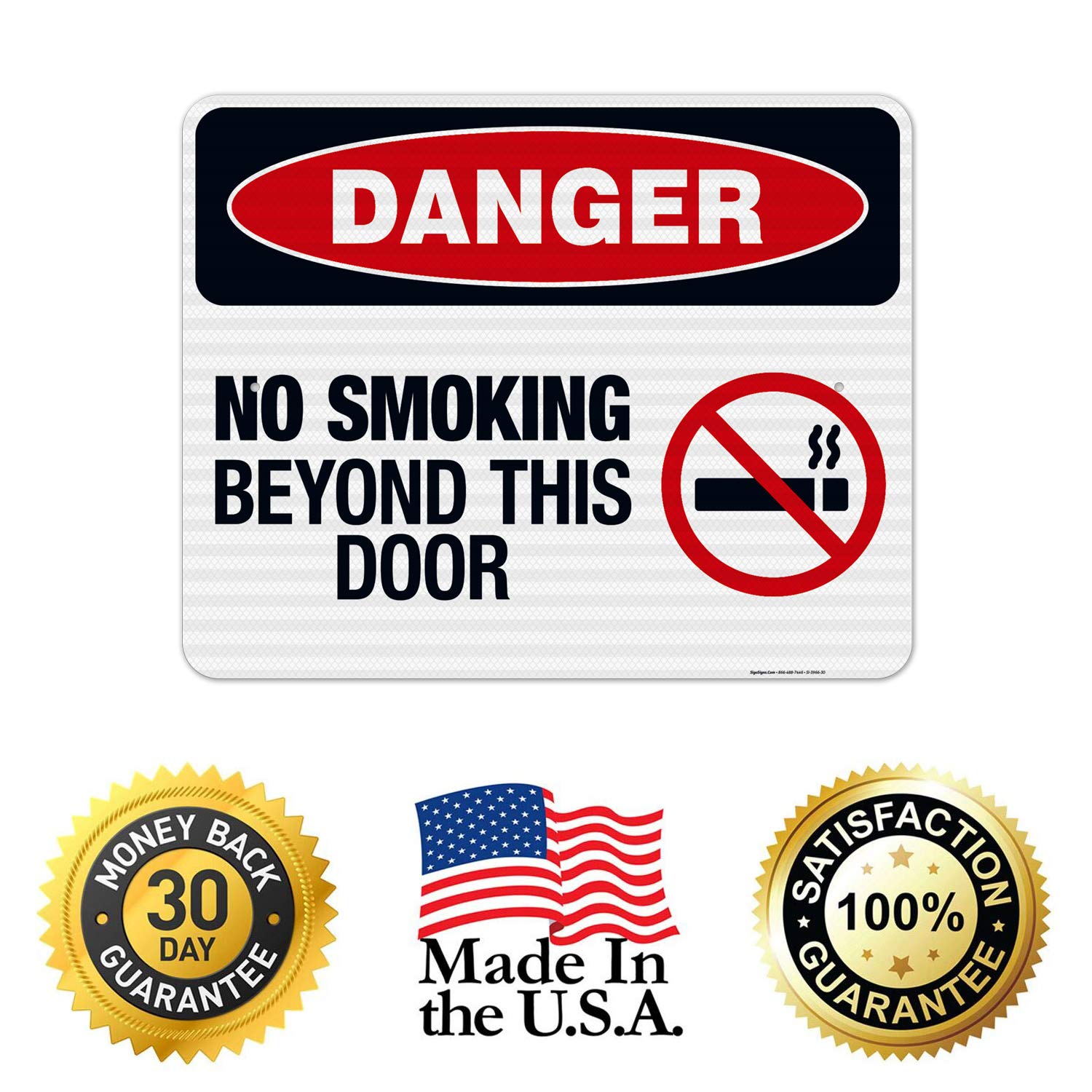 Danger No Smoking Beyond This Door Sign - OSHA Compliant 24x30 Inches, 3M EGP Reflective .080 Aluminum Safety Sign, Fade Resistant for Indoor & Outdoor Use - Made in USA | Perfect for Warehouses, Factories & Public Buildings