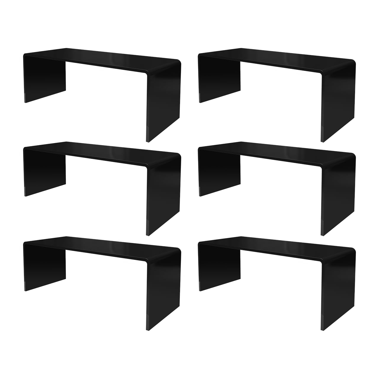 6 Pack Black Acrylic Retail Display Riser Stands - 11.5