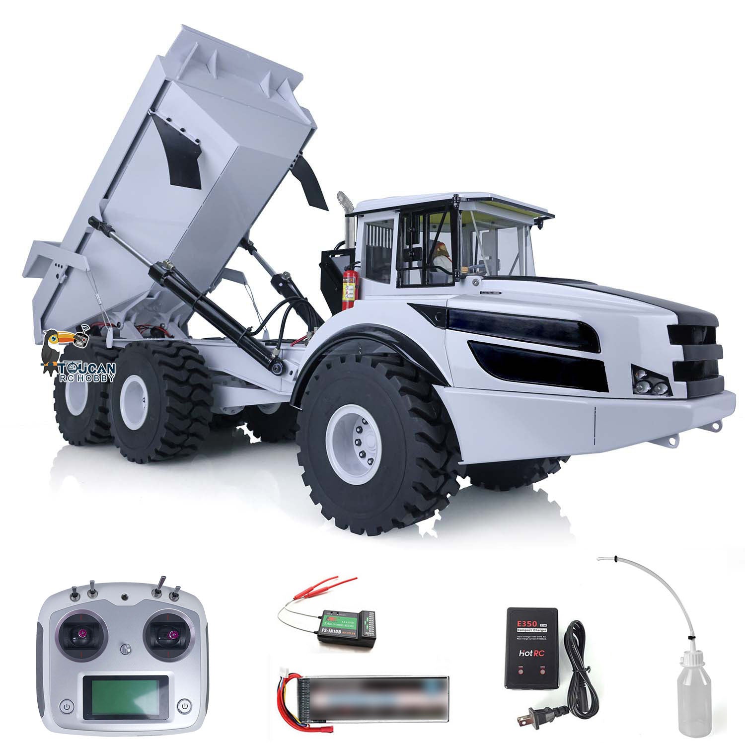 1/14 Scale Metal Hydraulic 6x6 RC Articulated Dump Truck - Engineering Vehicle Model with Motor, ESC & LED Lights - Perfect for Construction Site Play, Collecting & STEM Learning