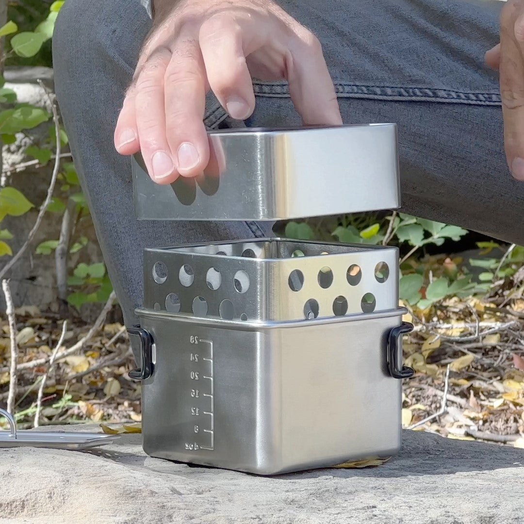 Firebox Box Pot - Portable Camping Cookware for Outdoor Adventures, Backpacking & Emergency Preparedness | Compact & Durable Stainless Steel Cooking Pot for Hiking, Picnics & Survival Kits