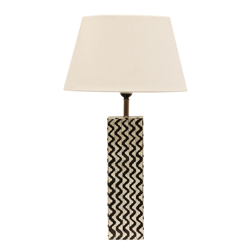 Vintage Bone & Brass Table Lamp with Fabric Shade - Classic Home Decor for Living Room, Bedroom, or Office Lighting
