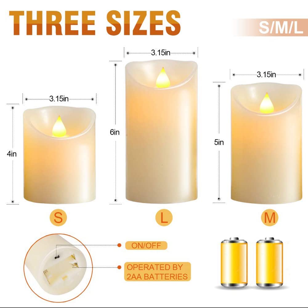 OSHINE LED Flameless Candles - 3 Pack Ivory Pillars, 300H Battery, Remote & Timer for Home Decor