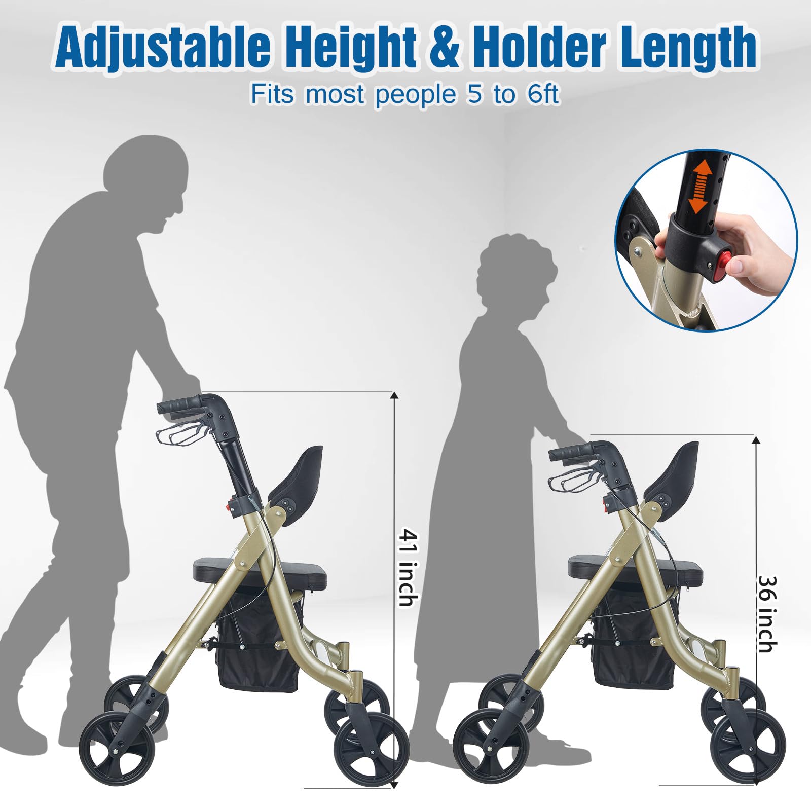 **Foldable Bariatric Rollator Walker for Seniors & Adults - 8