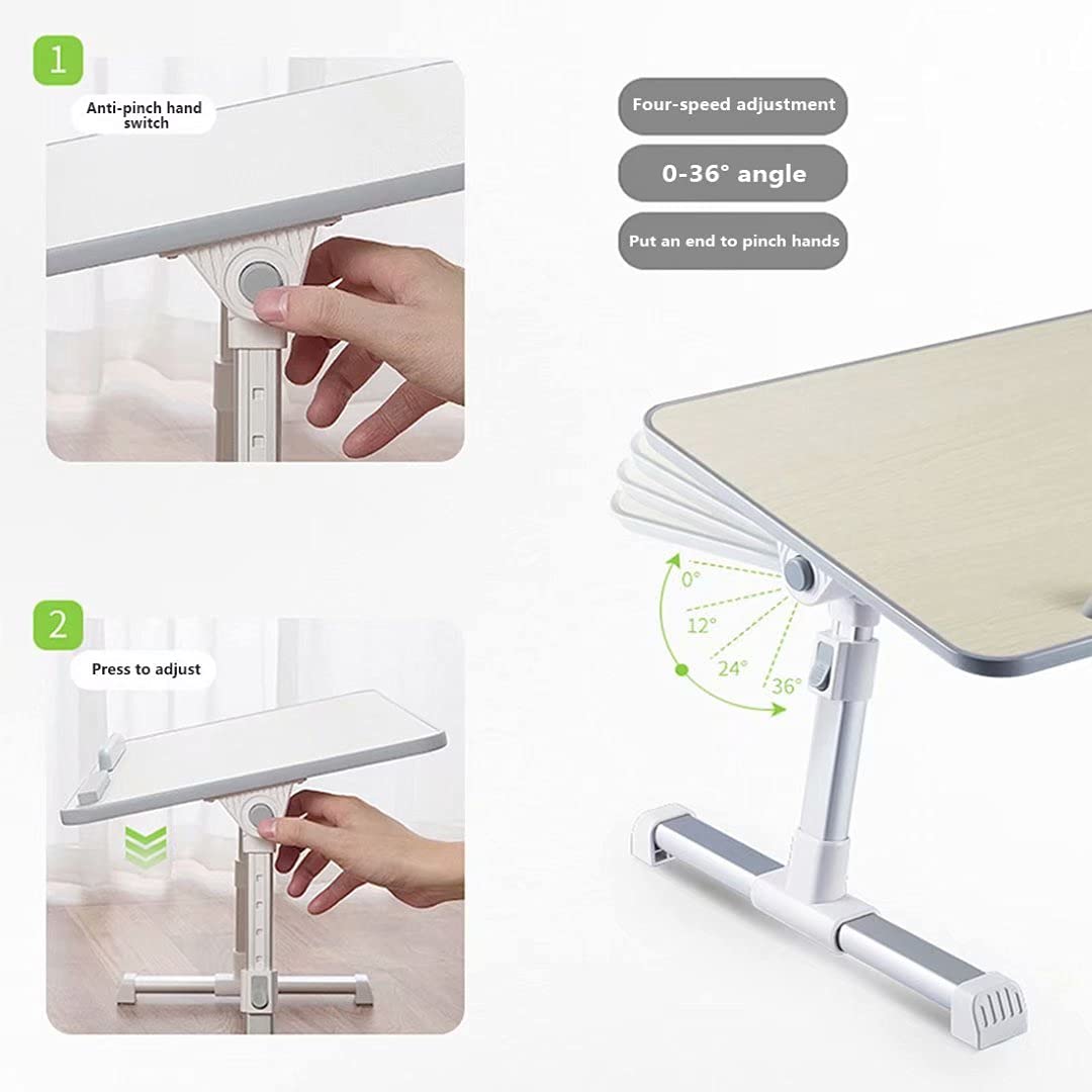 Adjustable Laptop Stand with USB Cooling Fans - Foldable Bed Desk for Home Office, Study & Work - Portable Lap Standing Table with Ergonomic Design - Perfect for Remote Work, Online Classes & Bedroom Use