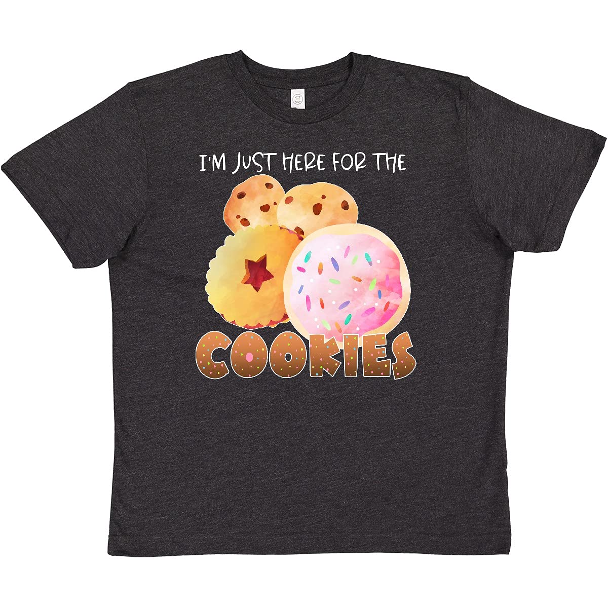 Inktastic 'I'm Just Here for The Cookies' Youth T-Shirt | Funny Baking & Cooking Graphic Tee for Kids | Perfect for Baking Parties, Family Kitchen Activities & Casual Wear