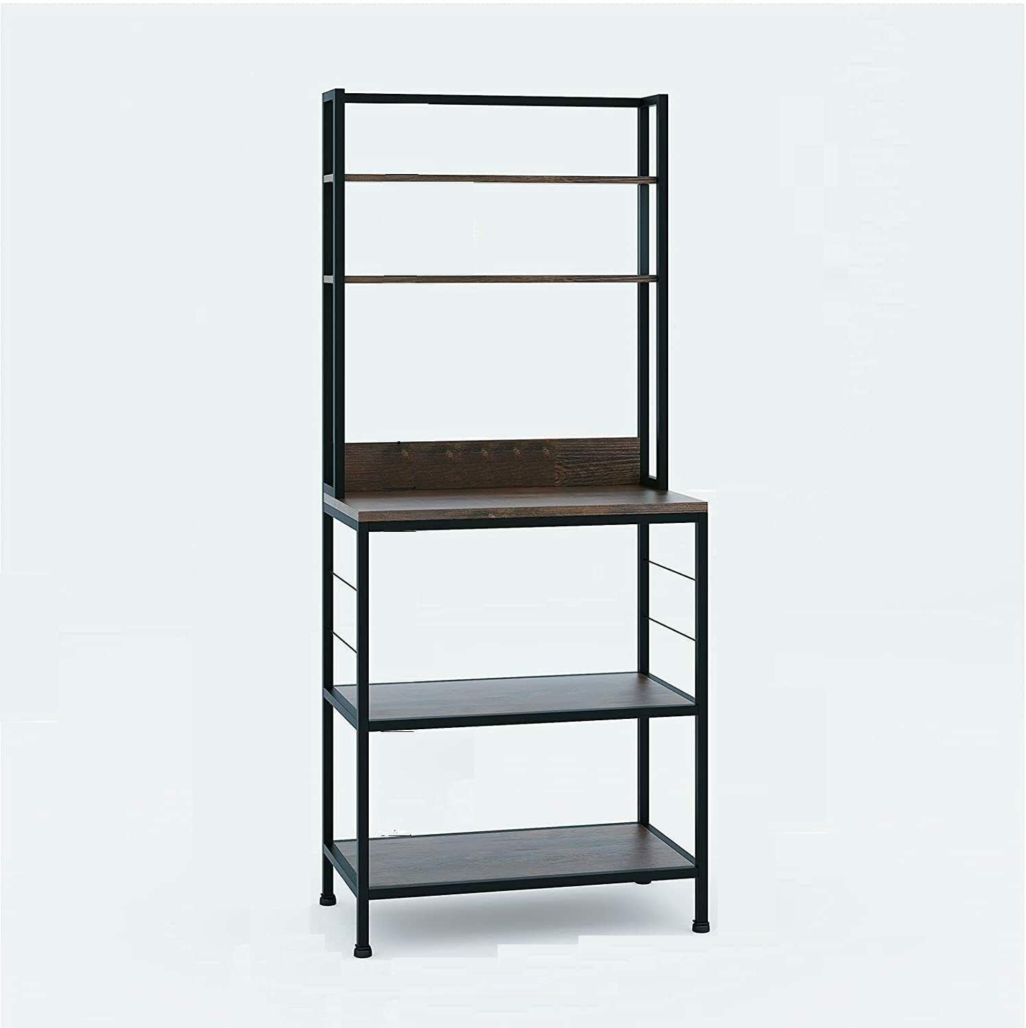 5-Tier Stainless Steel Kitchen Bakers Rack with Microwave Stand - Heavy Duty Storage Shelf for Microwave Oven, Spices, Cookbooks & Kitchen Essentials - Perfect for Small Spaces, Apartments & Home Organization