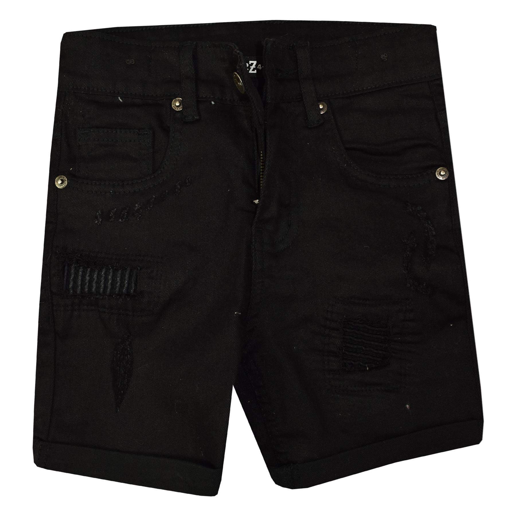 Boys' Ripped Black Denim Shorts - Stretch Comfort Jeans Pants for Kids Age 5-13 | Casual Summer Wear & Playtime Outfits